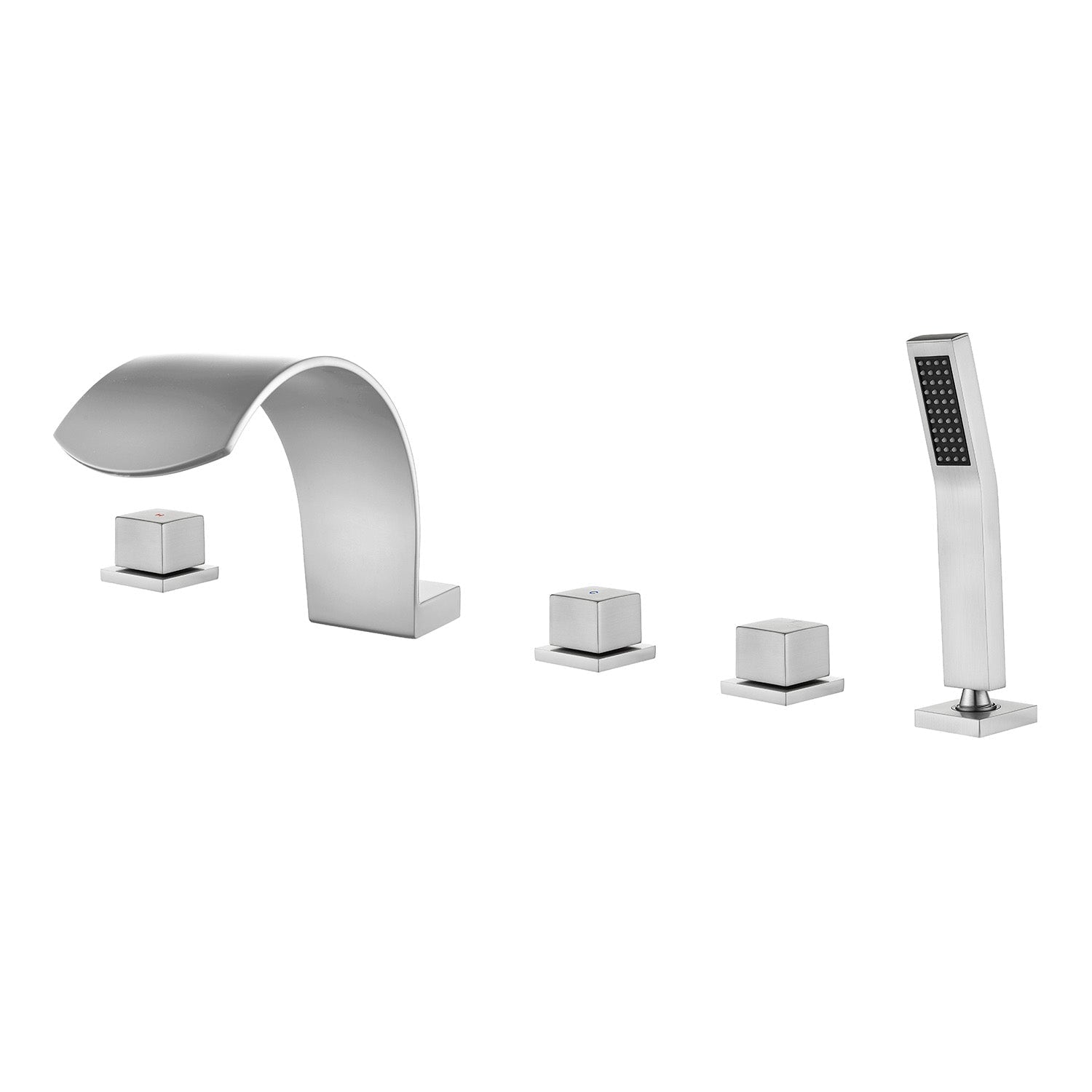 Boyel Living - Brushed Nickel Cold and Hot Waterfall Flow Handheld Shower Bath Tub Faucet Five Ho...