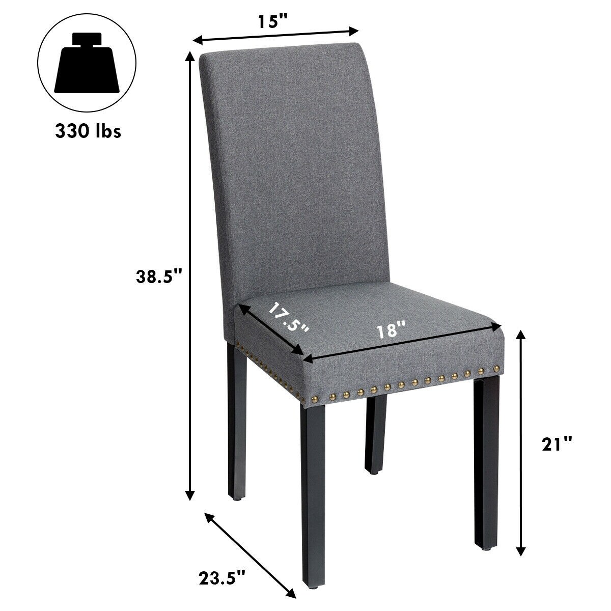 WELLFOR HW-HWY2-65395GR Dining-Chairs - View #2