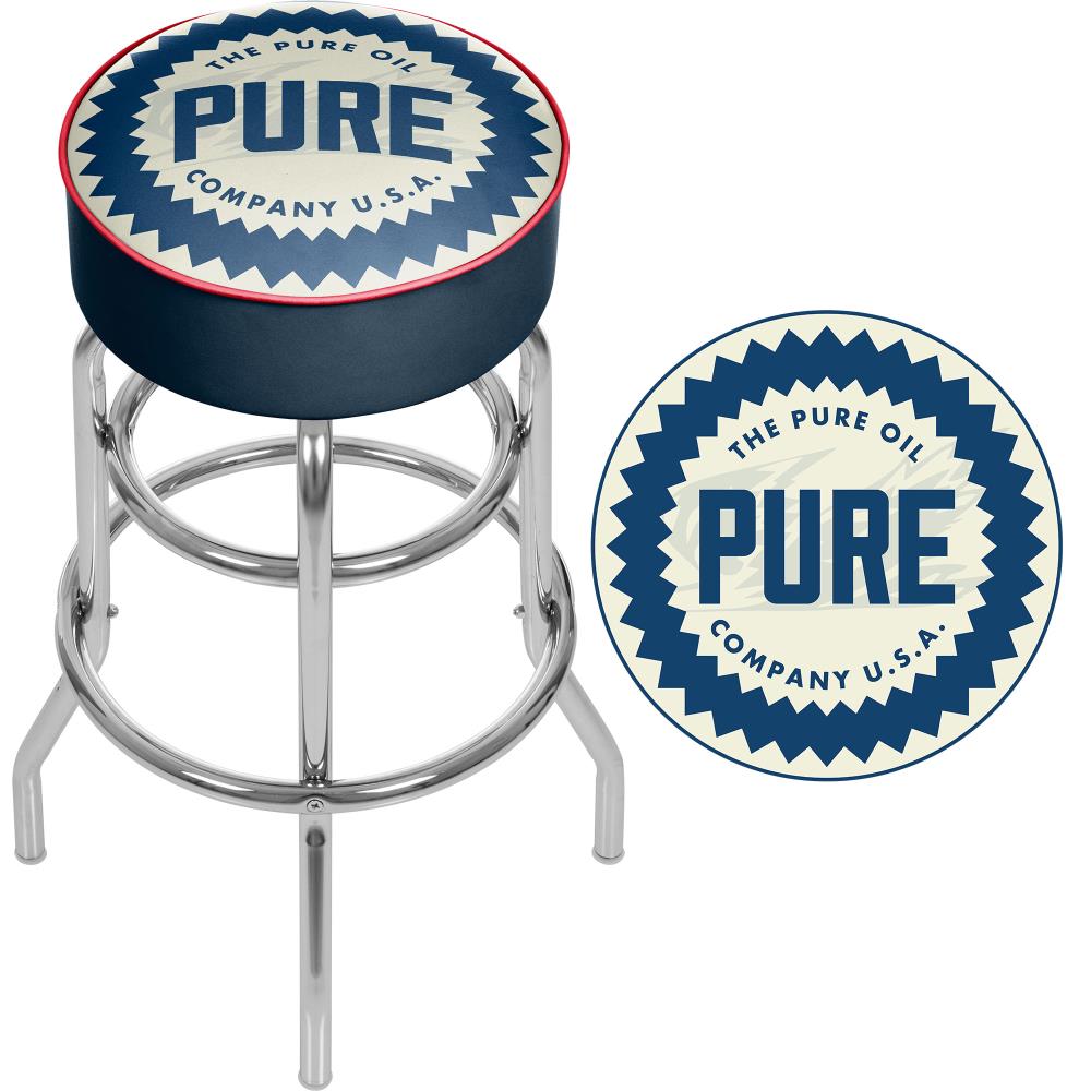 Trademark Gameroom Bar Stools Chrome Bar Height Upholstered Swivel Metal Backless Bar Stool At 