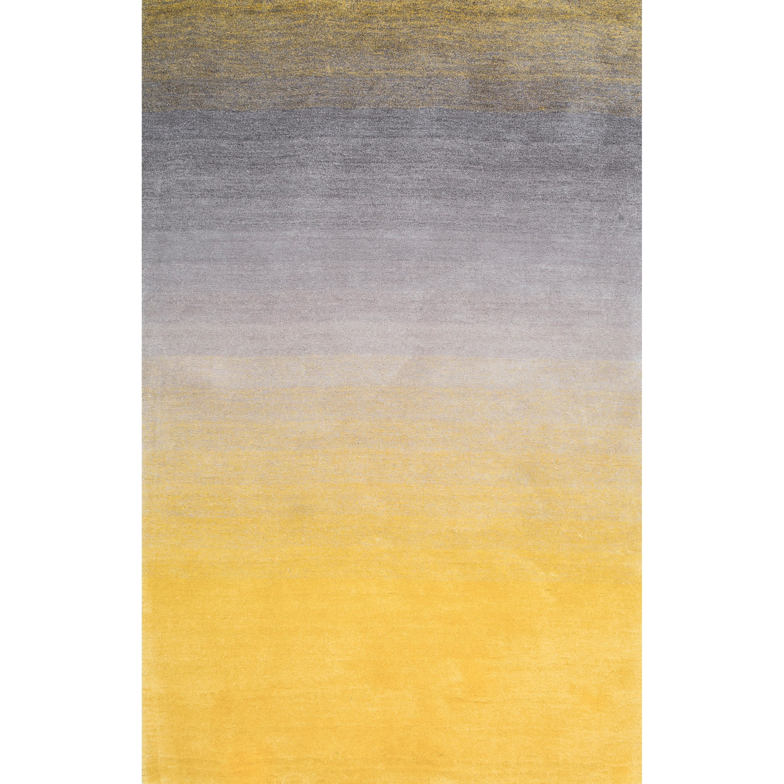 Yellow and Gray Ombre Hand-Tufted Shag Rug, 4' x 6'