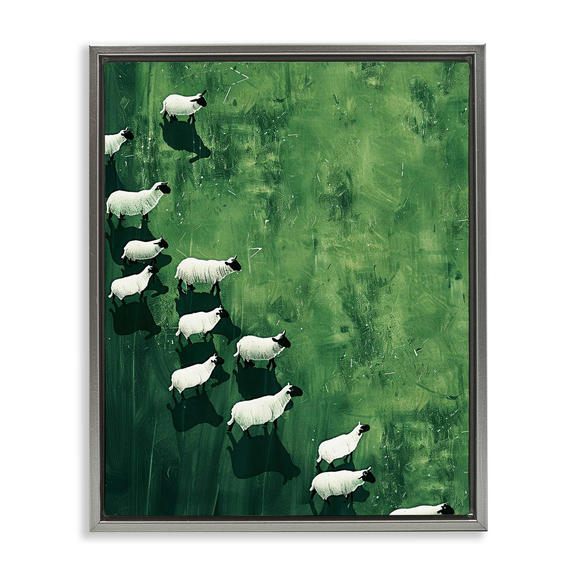 Stupell Industries BT-760-FFL-16X20 Wandering Sheep Abstraction Gray Framed Floater Canvas Wall Art By Arlington Prints 17 x 21