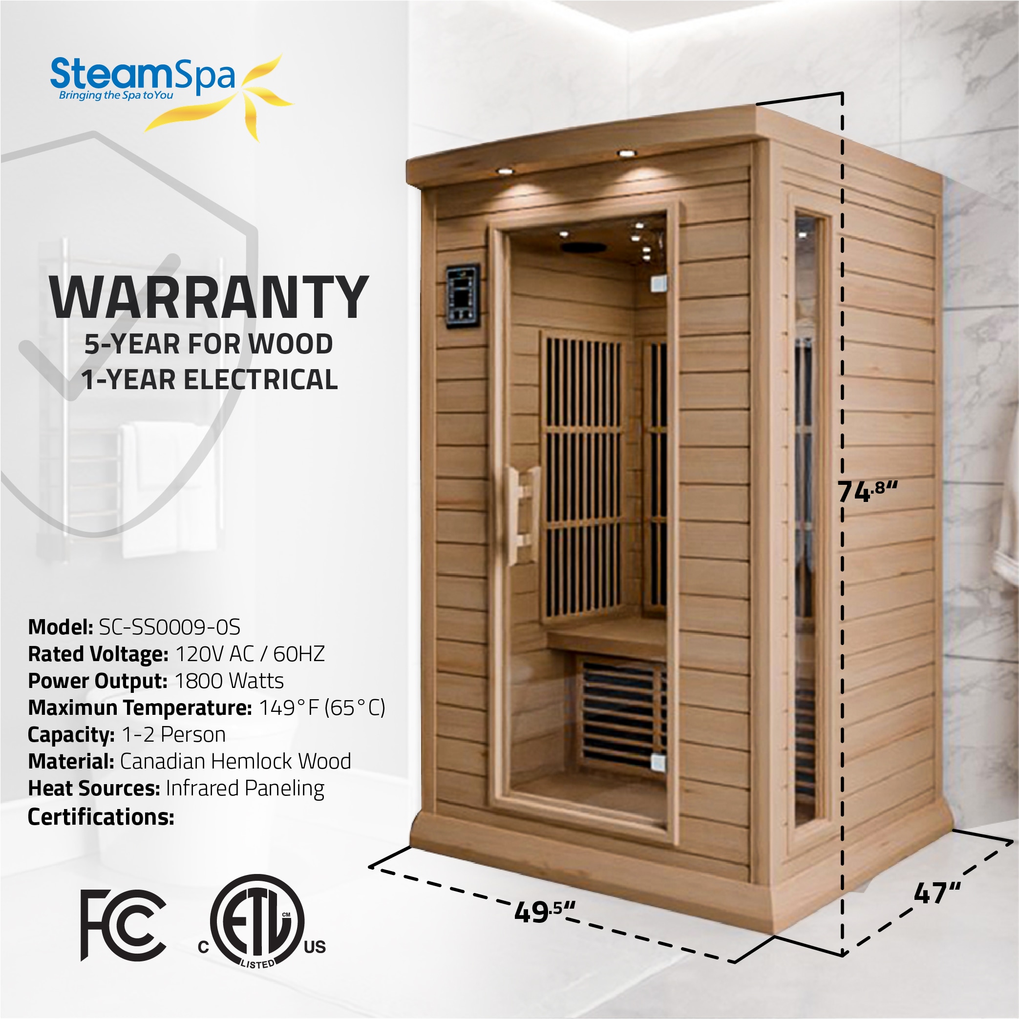 SteamSpa SC-SS0009-0S Indoor-Saunas - View #9
