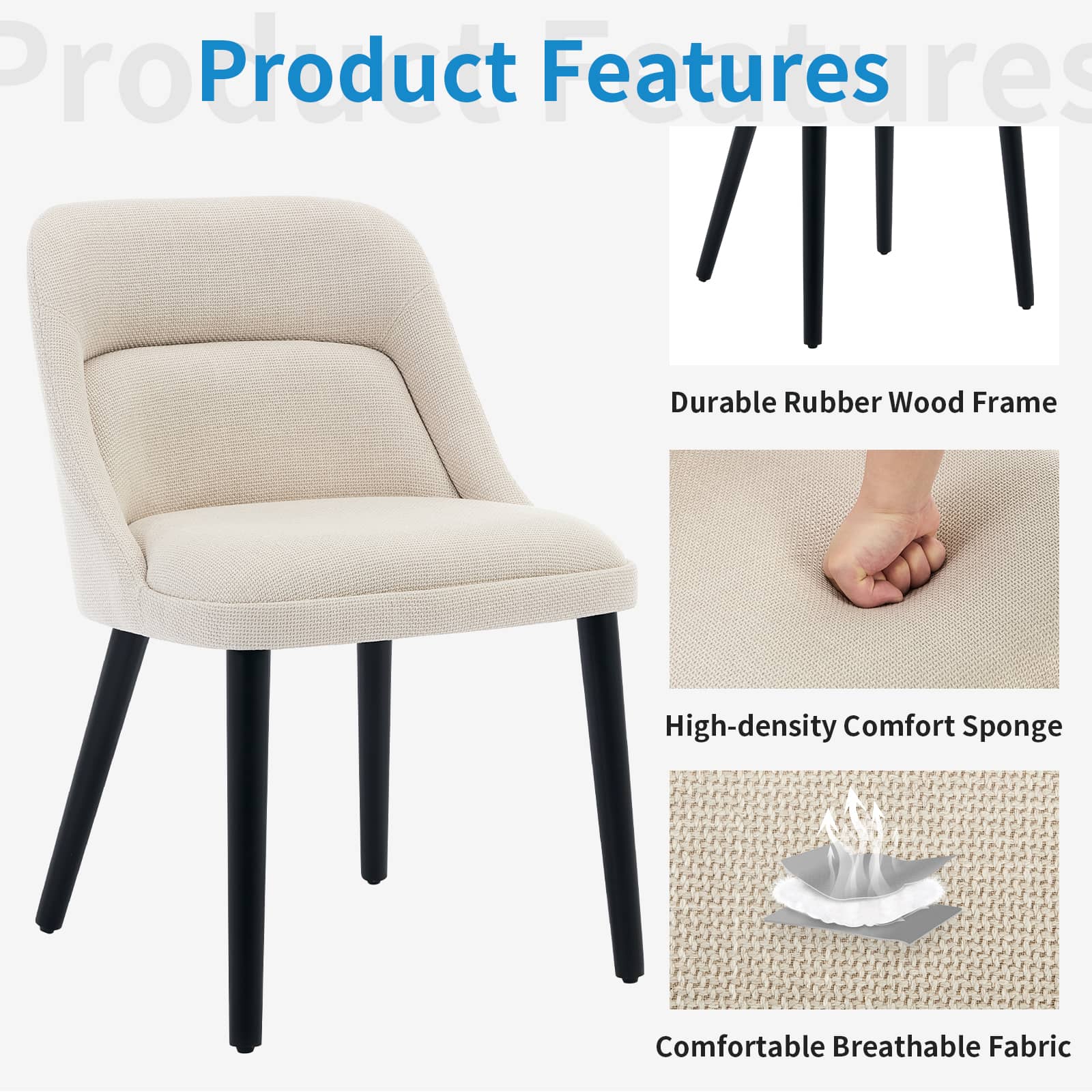 Qeetex SUN-PHK-33PQN6F4 Dining-Chairs - View #3