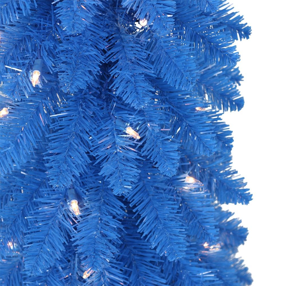 Puleo International 4-ft Pine Pre-lit Pencil Blue Artificial Christmas ...