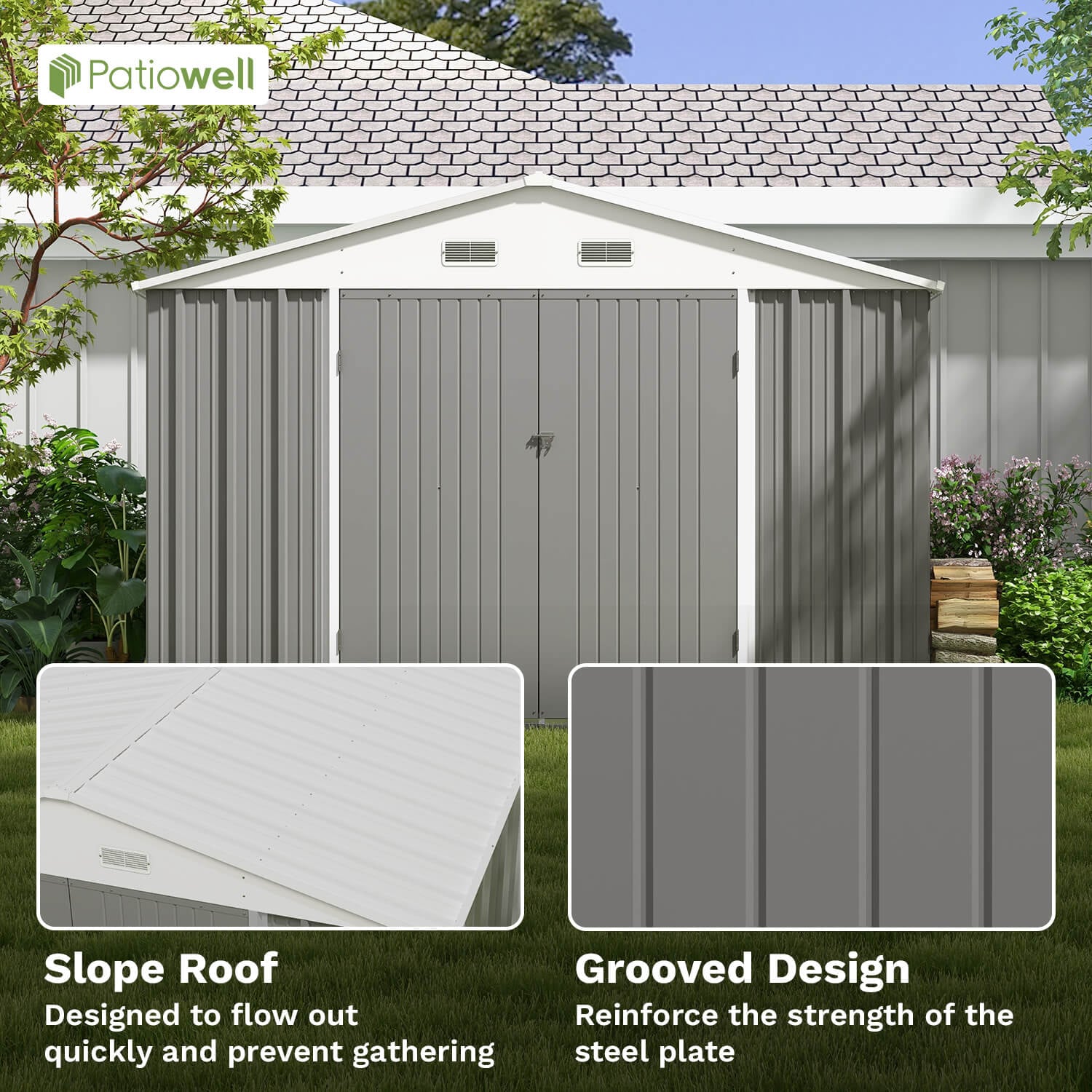 Patiowell 10-ft X 10-ft Galvanized Steel Storage Shed In The Metal ...