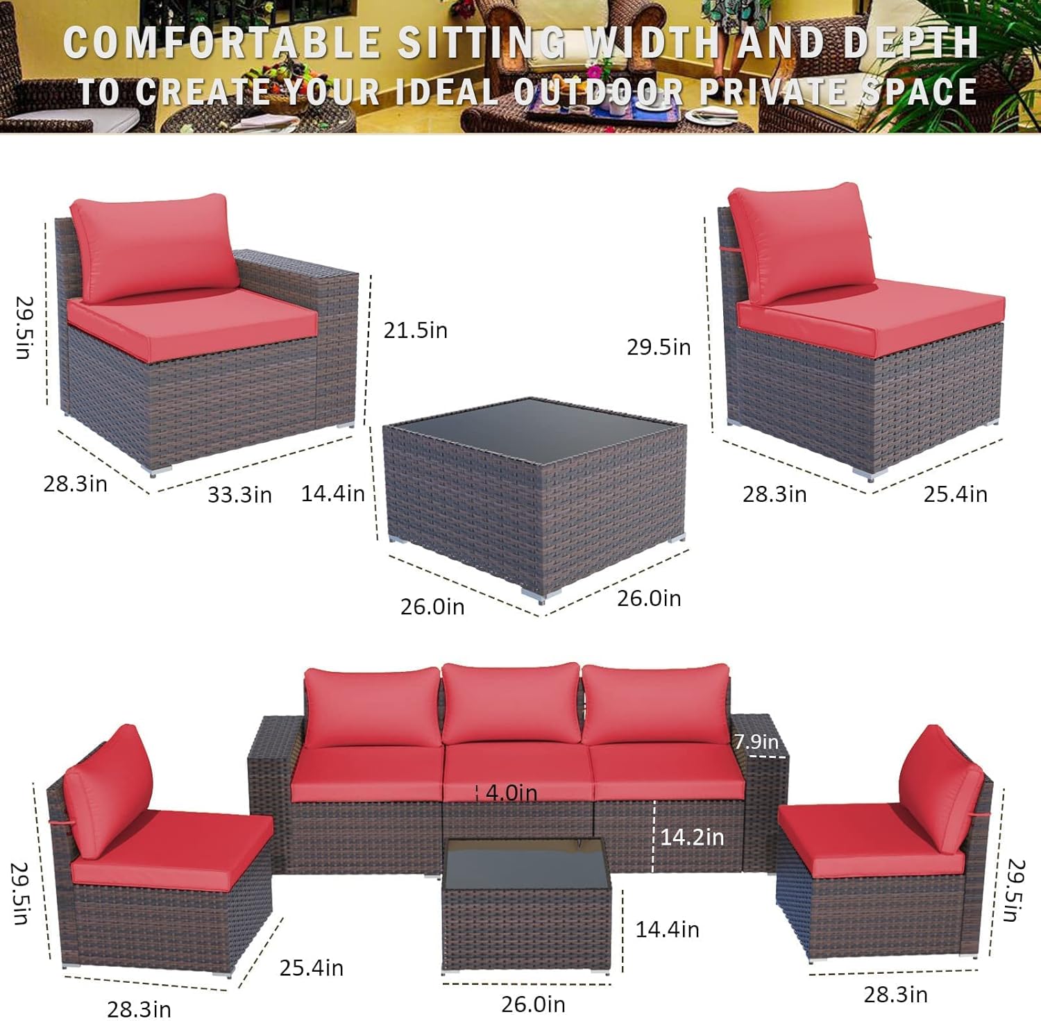 ALAULM LS-6PCS-RED Patio-Conversation-Sets - View #5