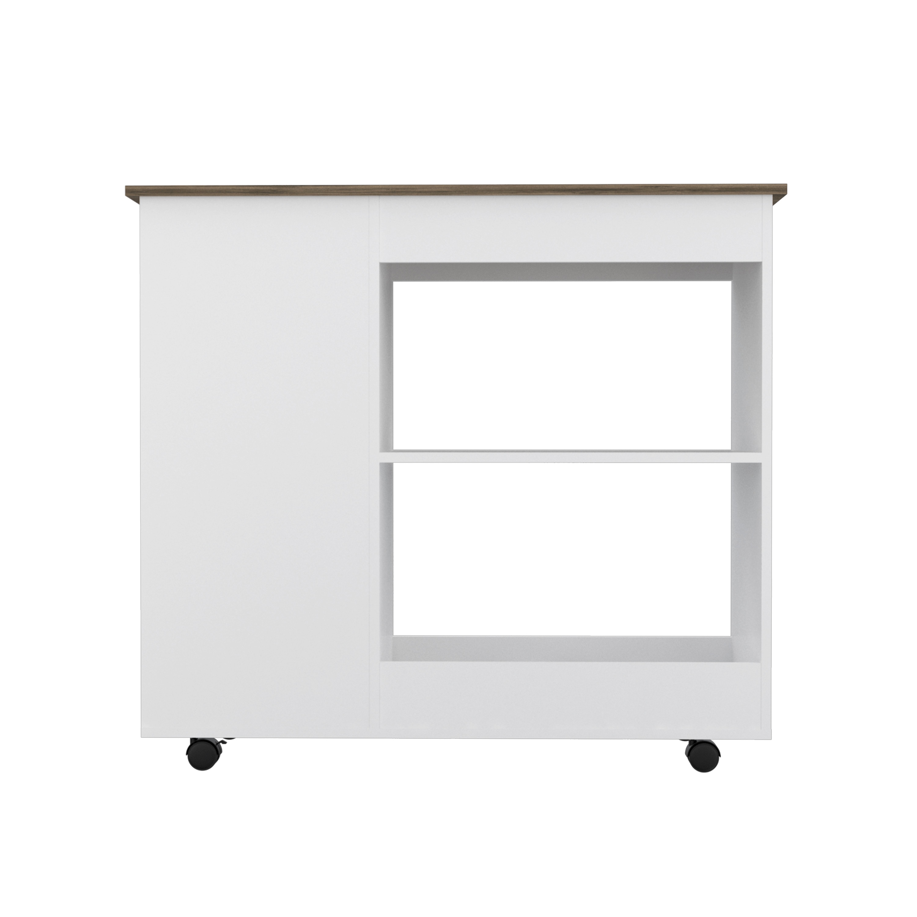 Miki Shinly MAX-0008-01QI White MDF Base with MDF Rolling Kitchen Cart ( 39.3-in x 15.7-in x 35.2-in )