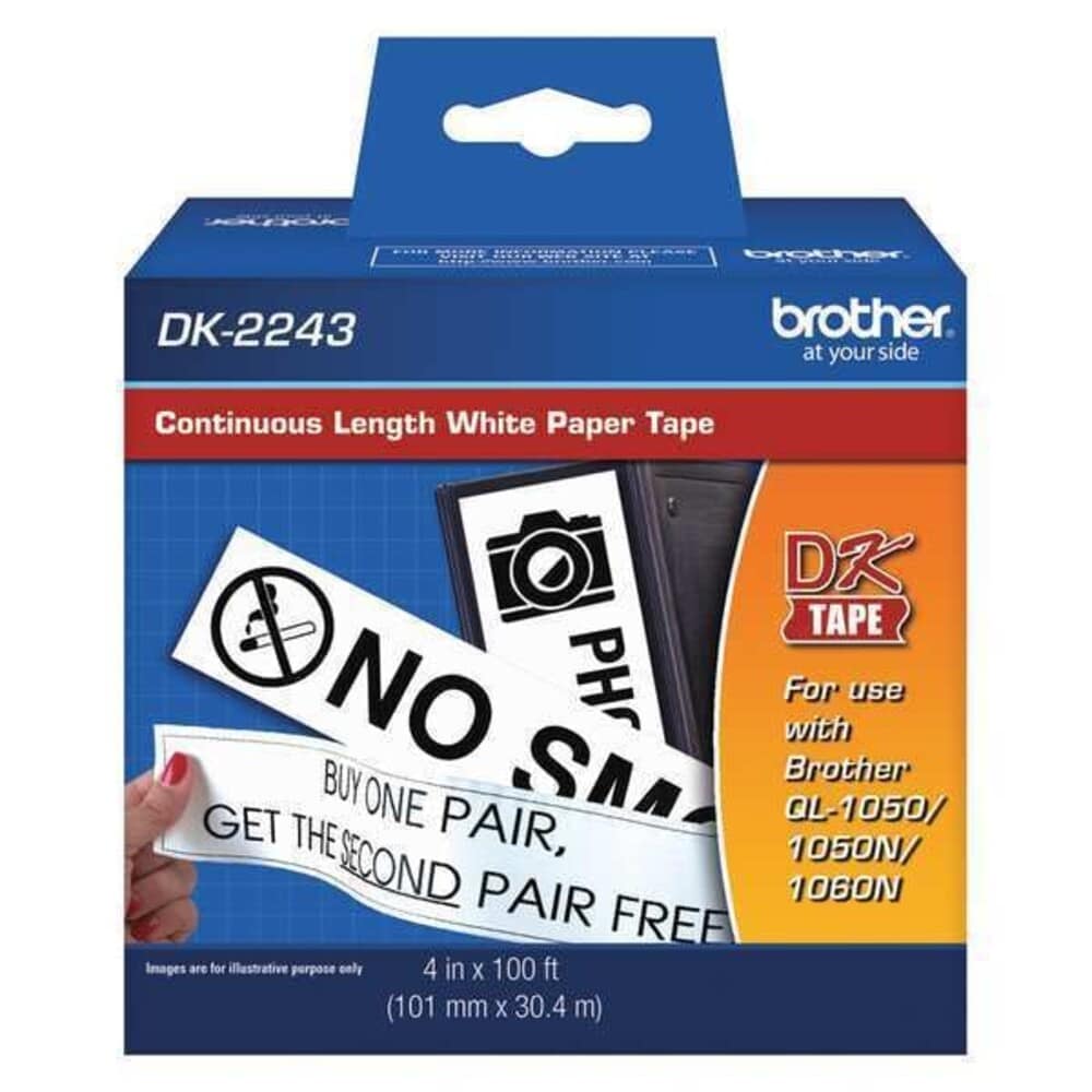 Brother Continuous Length Shipping Label Tape For Ql-1050 4 X 100 Ft Roll White