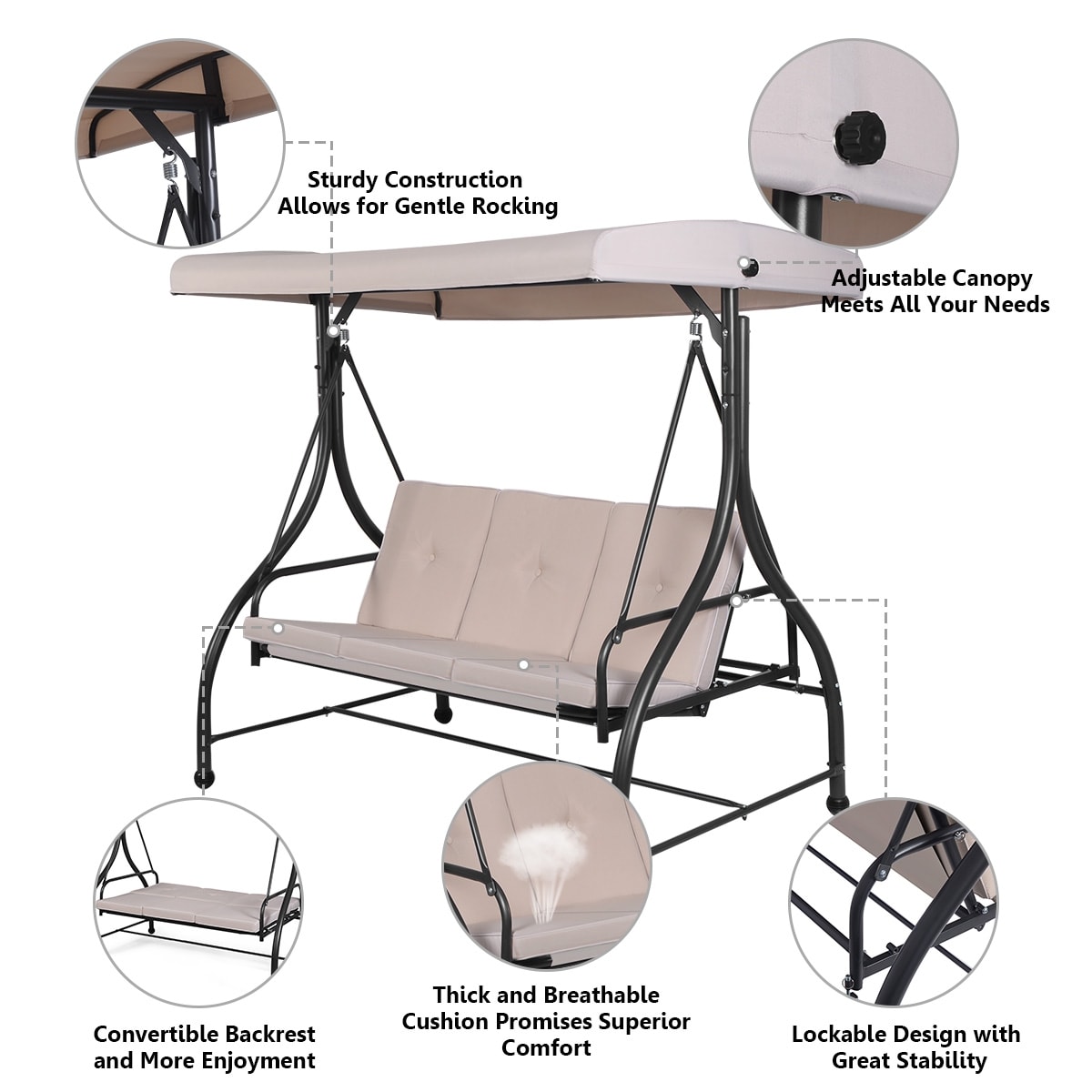 CASAINC WFEHAC-04-BL Swing-Gliders - View #5