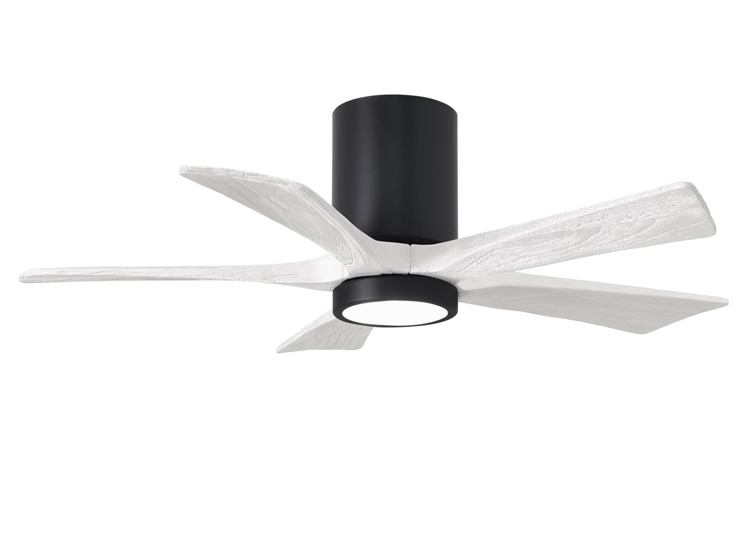 Matthews Fan Company IR5HLK-BK-MWH-42 Irene-5HLK 42-in Color-Changing Integrated LED Outdoor Flush Mount Matte Black with Matte White Blades Ceiling Fan With Light - Remote Included ( 5 -Blade )