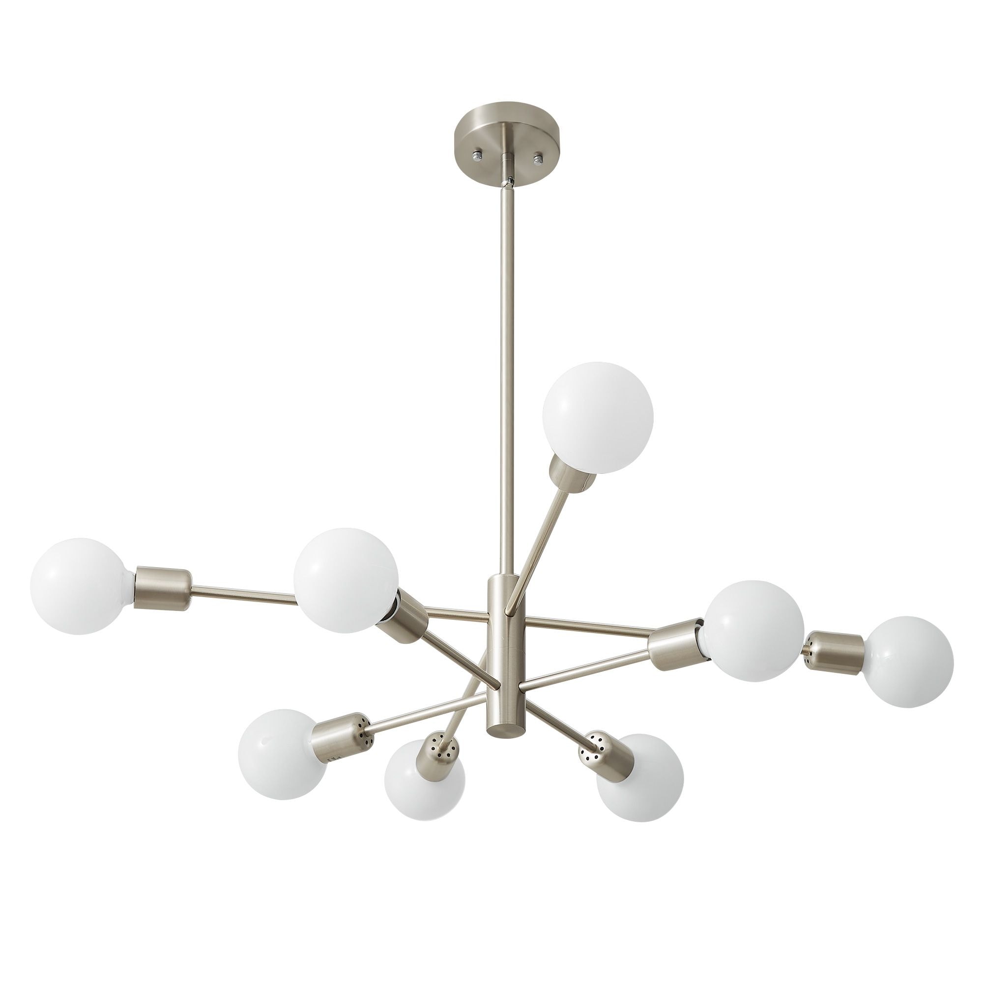 Lanmate  8 Light Modern Sputter Chandelier Nickel Adjustable Height for Living Room Dining Room Foyer Kitchen Island