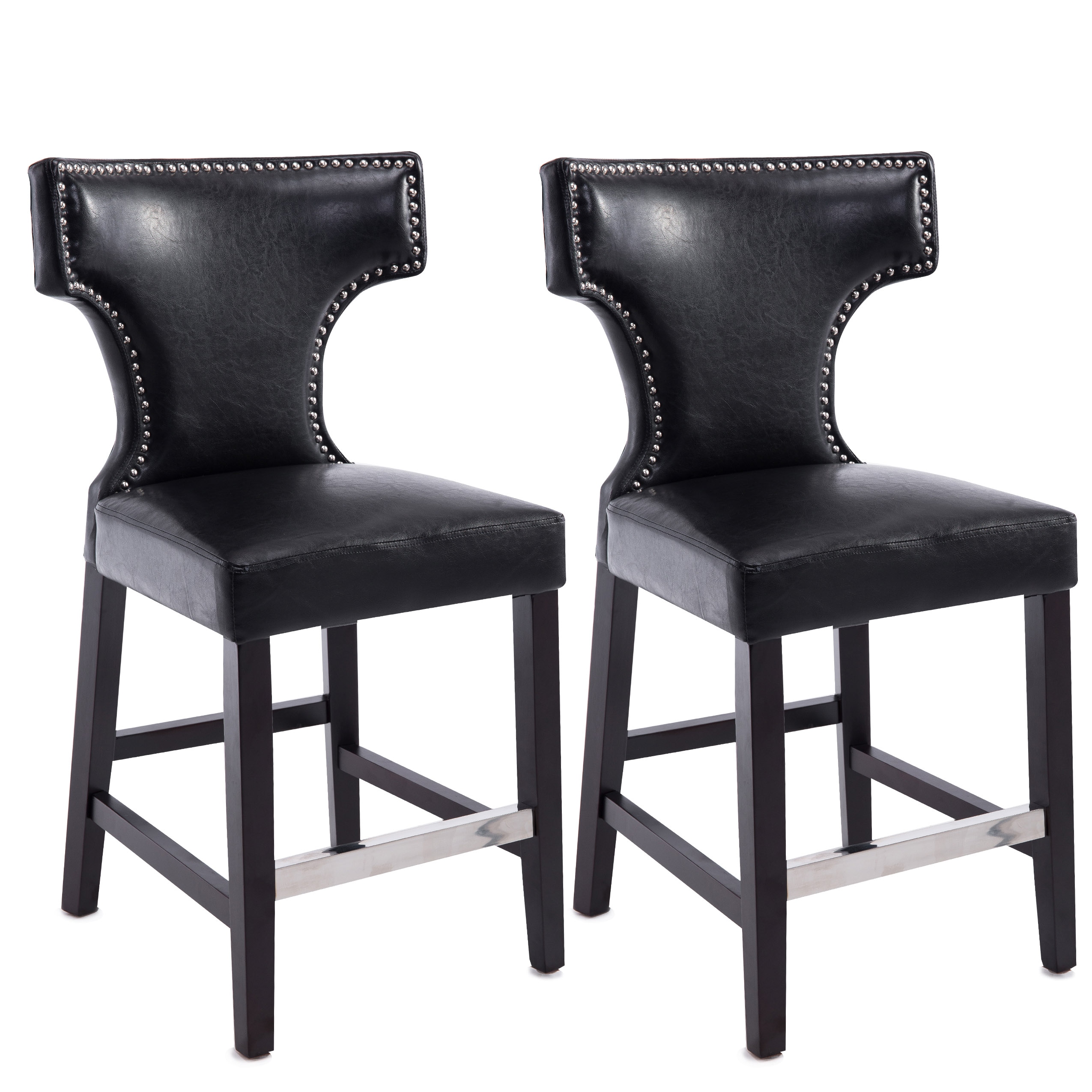 CorLiving DAD-808-B Aiden Black 24.5-in H Counter height Square seat Upholstered Wood Bar Stool and Back