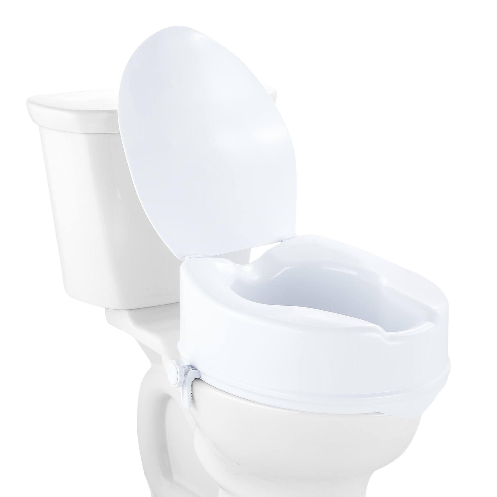 GIVIMO - Universal Raised Toilet Seat 6-in Lift Height 300-lb Capacity PP Hard Seat with Lid and ...