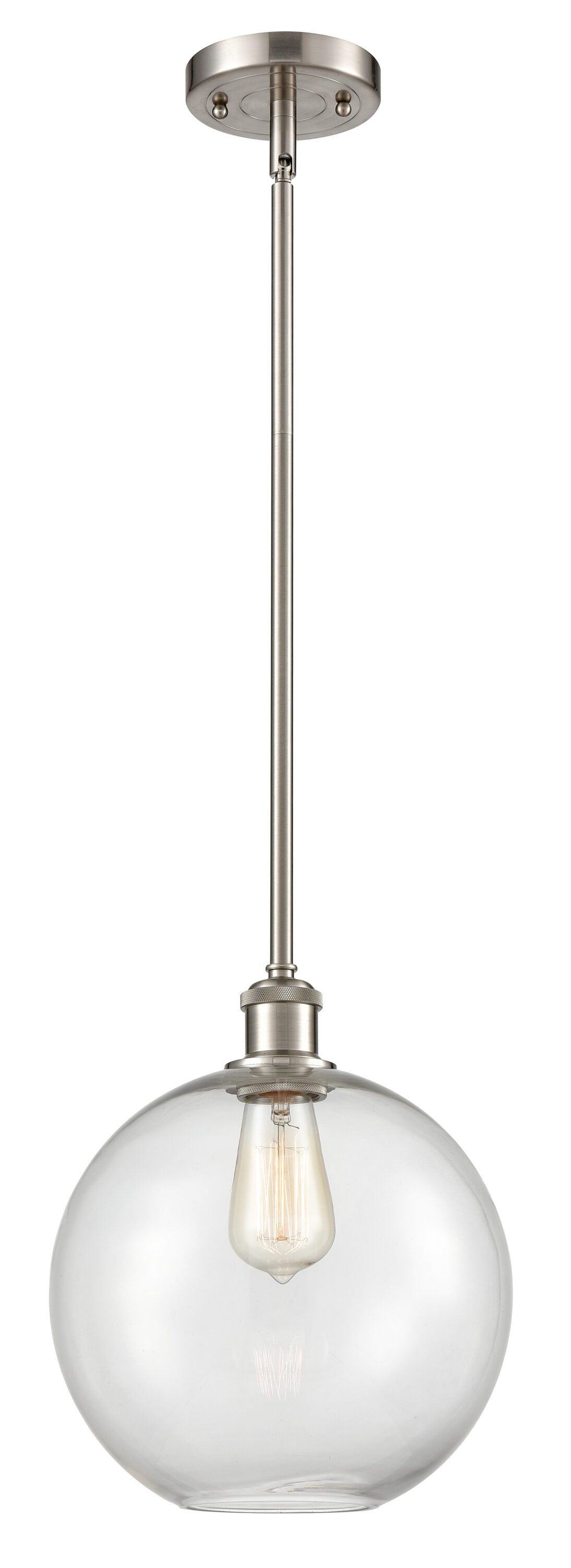 Innovations Lighting 516-1S-SN-G122-10 Athens 1 -Light Clear, Brushed Satin Nickel Industrial Clear glass Globe Medium Hanging Pendant light