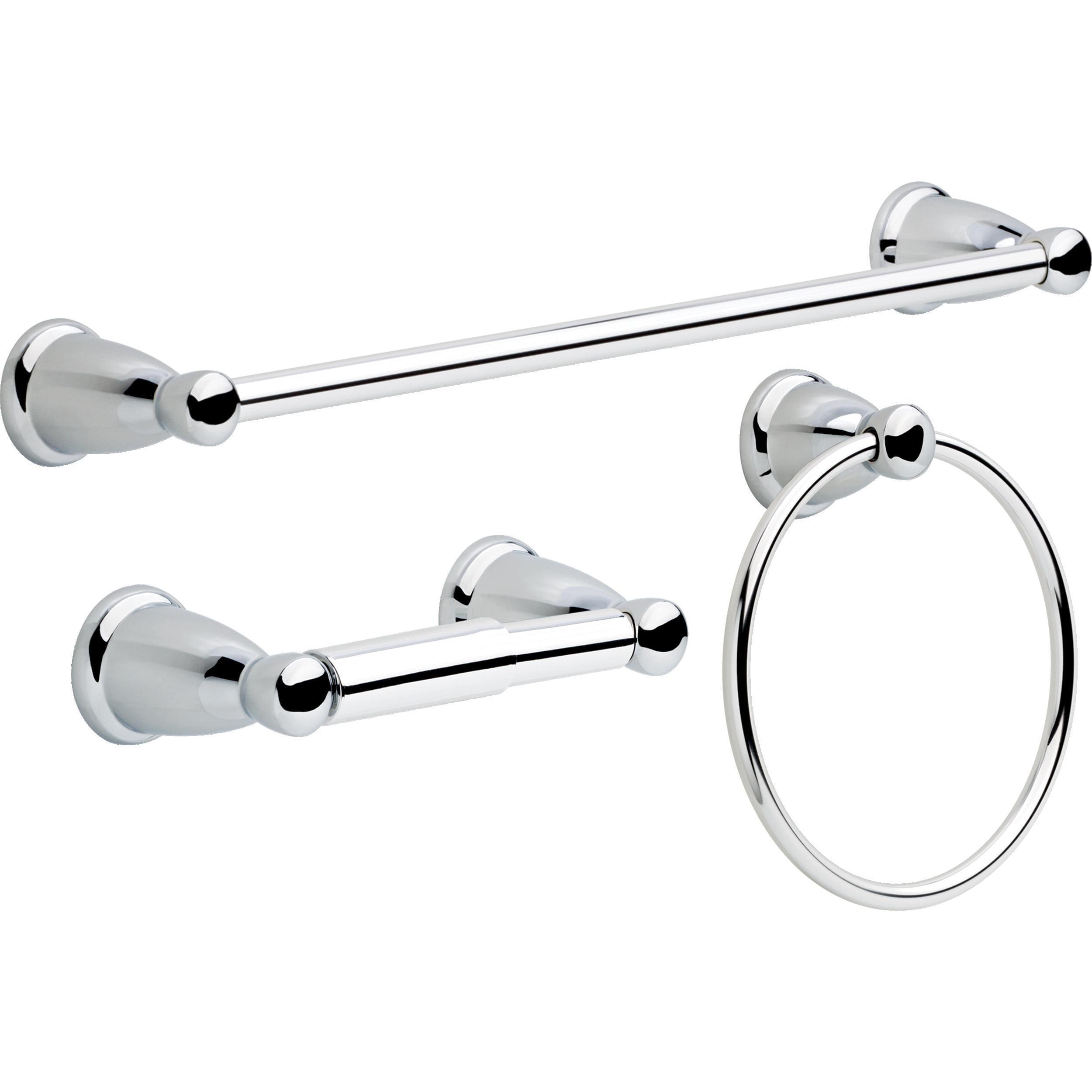 Franklin Brass 3 -Piece Kinla Polished Chrome Decorative Bathroom Hardware Set Towel Bar, Toilet Paper Holder, Towel Ring Included