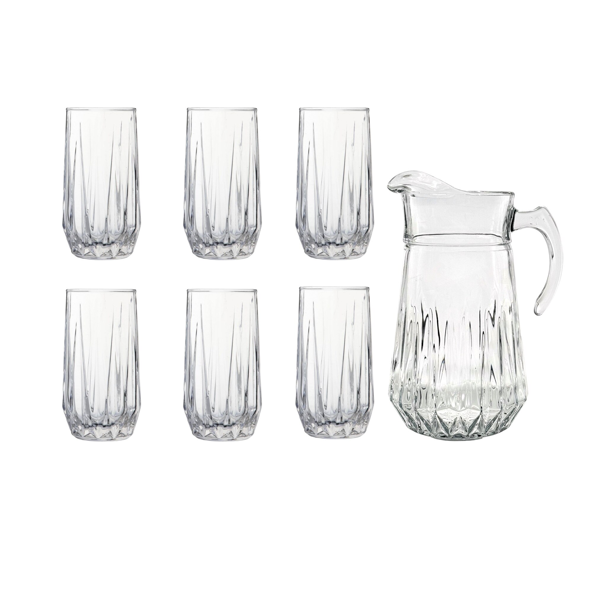 Slickblue 75 oz Lead Free Crystalline Glass Clear Diamond Glass Beverage Set 7 Pack with 14 oz Tumbler