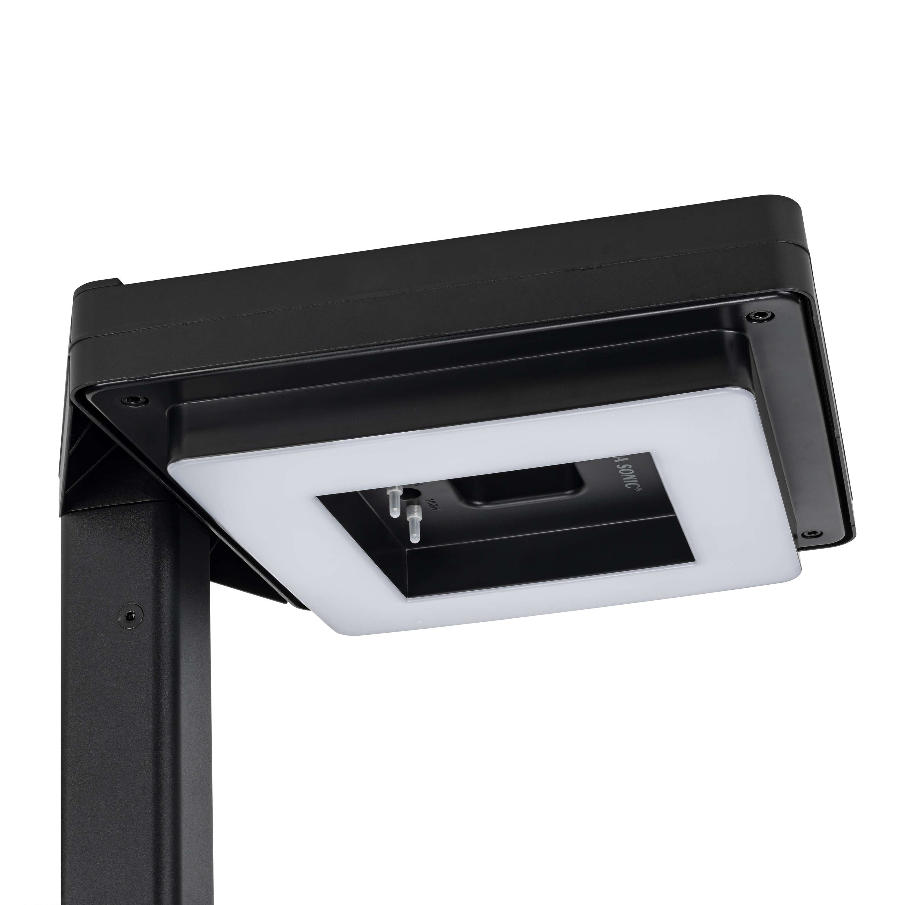 Contemporary Black Aluminum 99" LED Solar Lamp Post