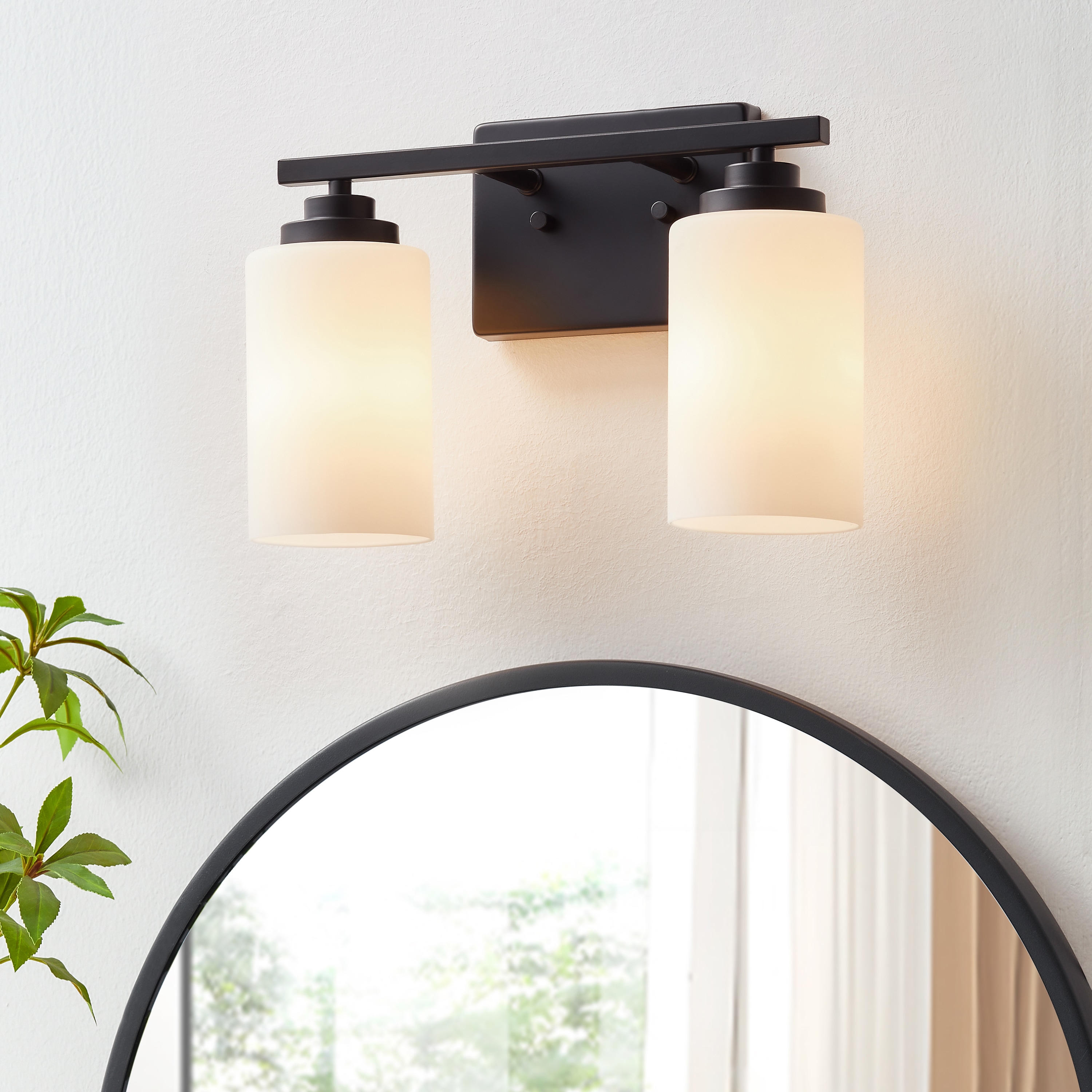 KAWOTI 21295 Nora 13-in 2 -Light Matte Black Transitional Vanity light
