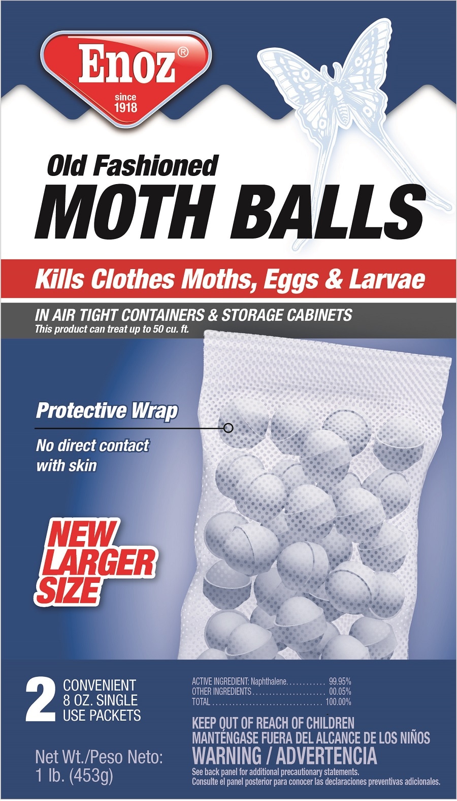 Enoz Old Fashioned Moth Balls 48 Ounce, 6 Single Use 8 Ounce, 3 Pack