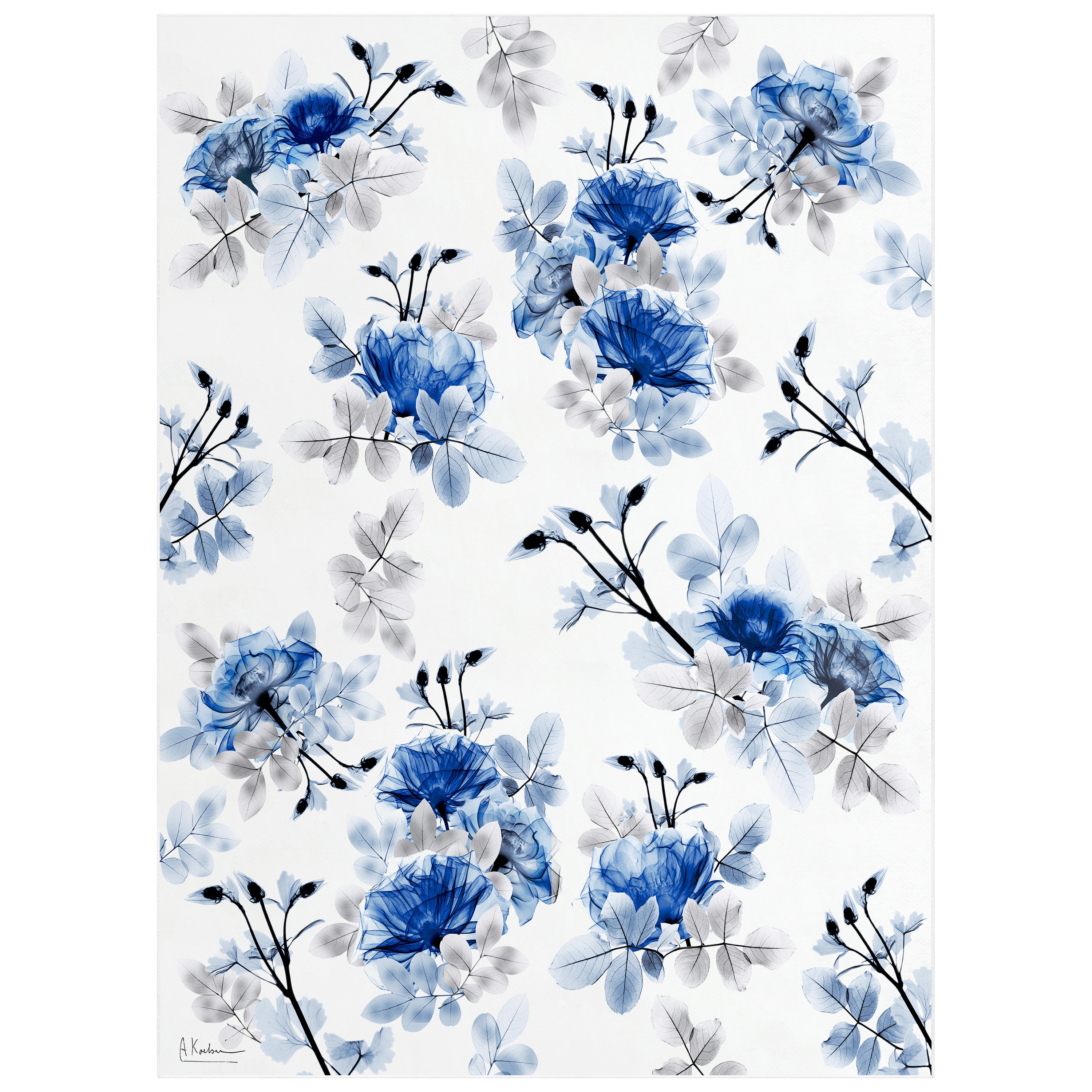 Empire Art Direct TDA-AD740-0810C2 8 x 10 (ft) Blue, Gray Rectangular Indoor Floral/Botanical Pet Friendly Area rug
