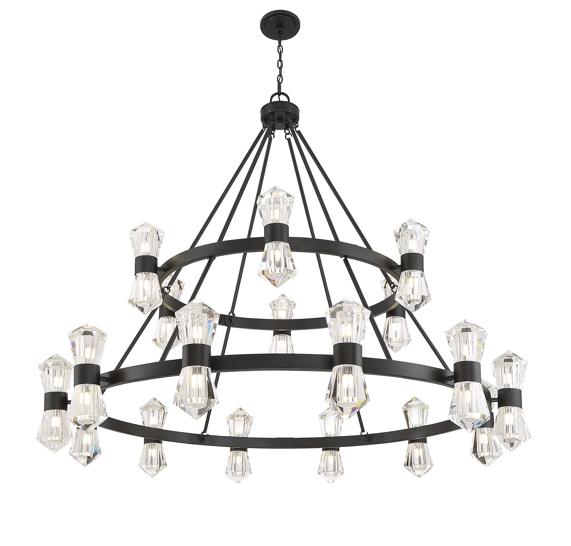 Modern Matte Black 36-Light Crystal Empire Chandelier