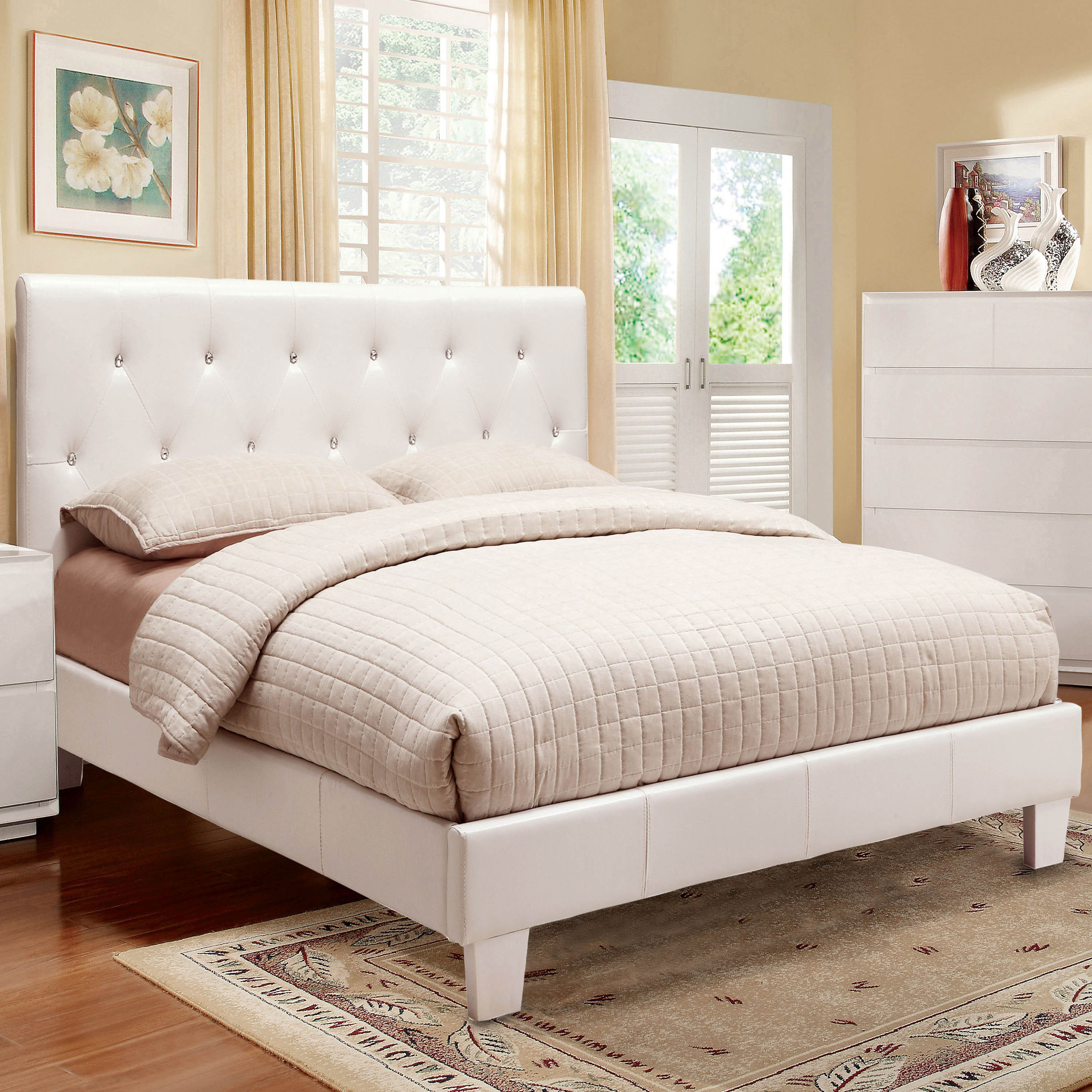 Furniture of America IDF-7949WH-F Gondi White Full Wood Platform Bed