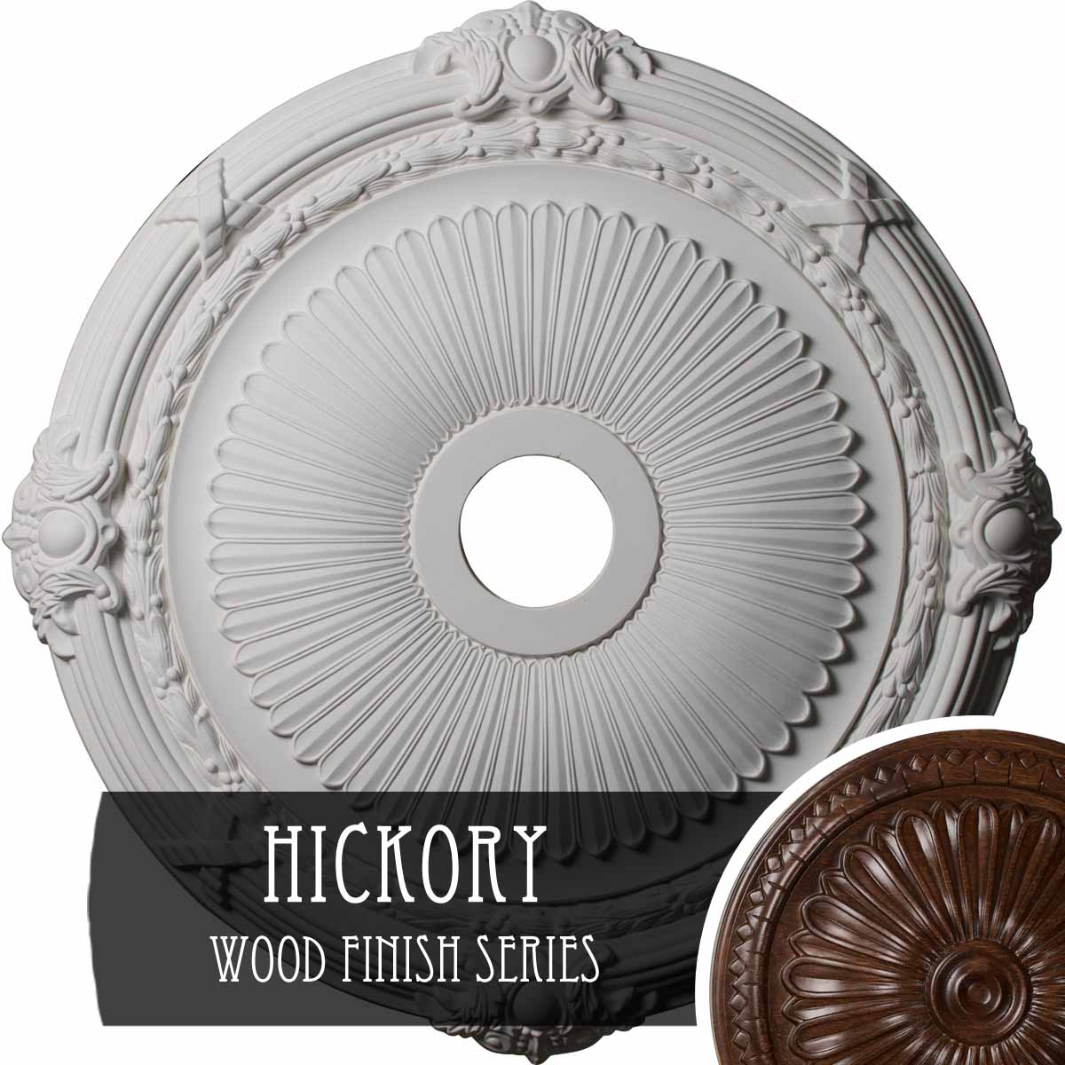 Ekena Millwork CM27HEHIS Heaton 27.5-in W x 27.5-in L Hickory Polyurethane Ceiling Medallion