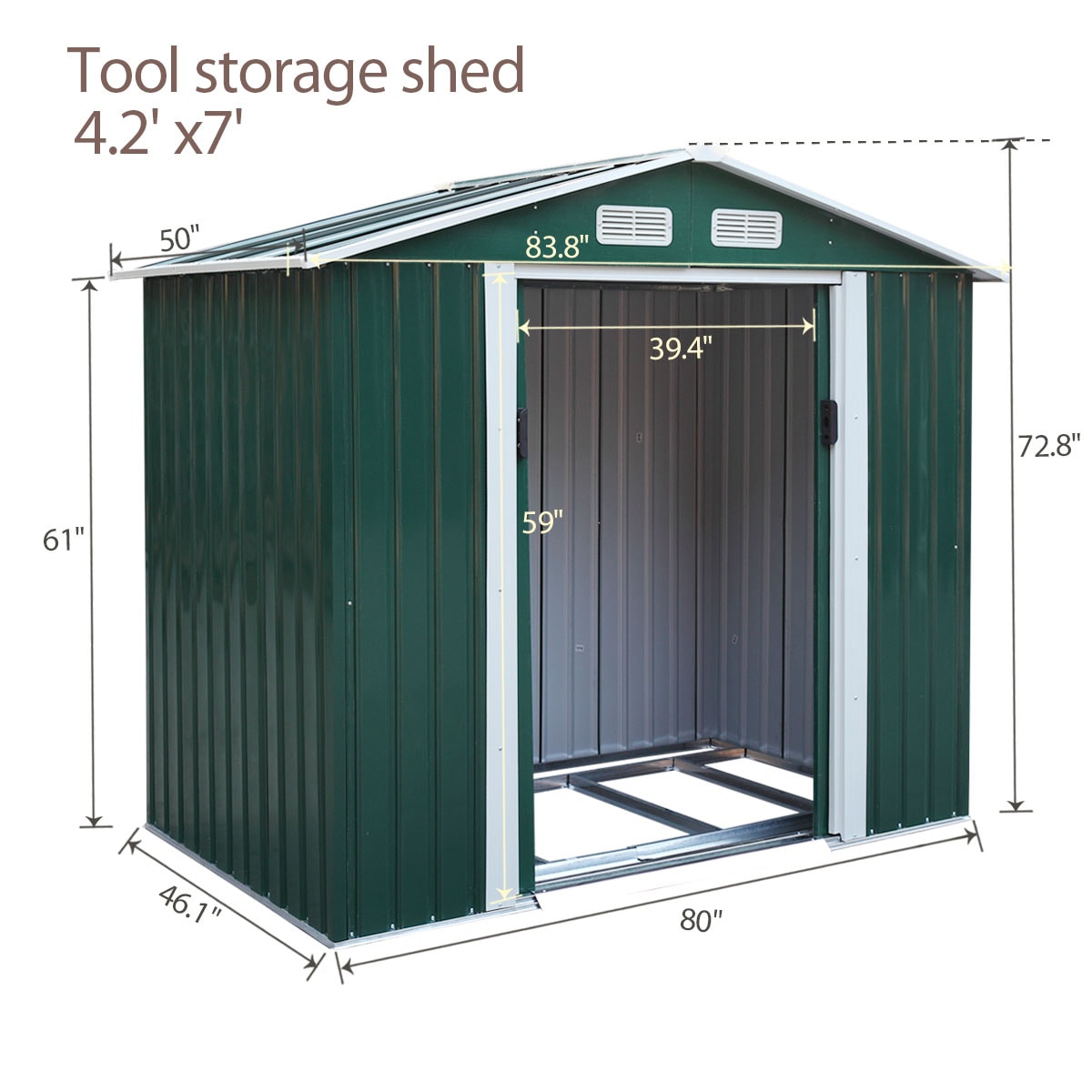 Jaxpety 7-ft 4-ft Galvanized Steel Storage Shed in the Metal Storage ...