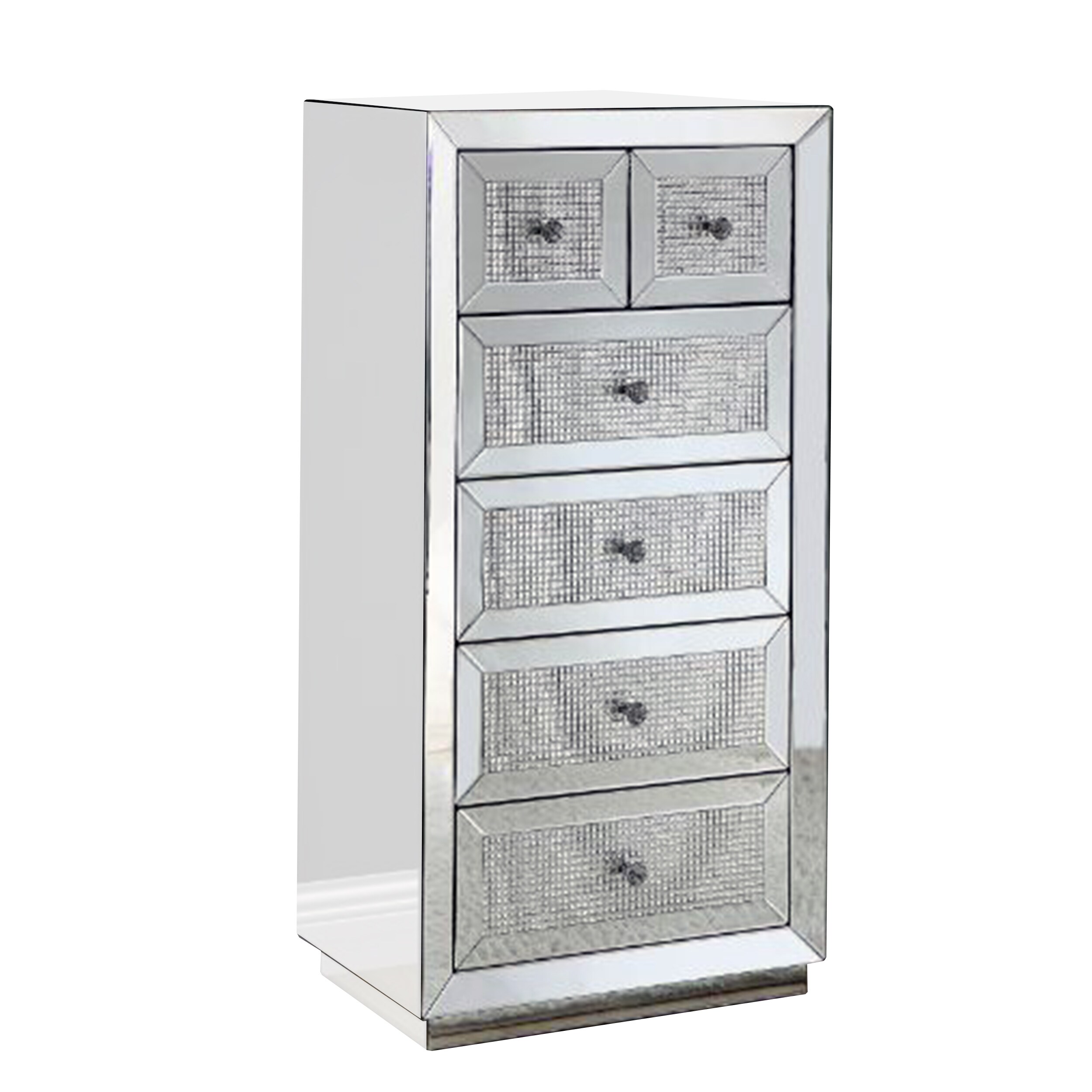 Benzara BM268951 Silver 6-Drawer Accent Chest