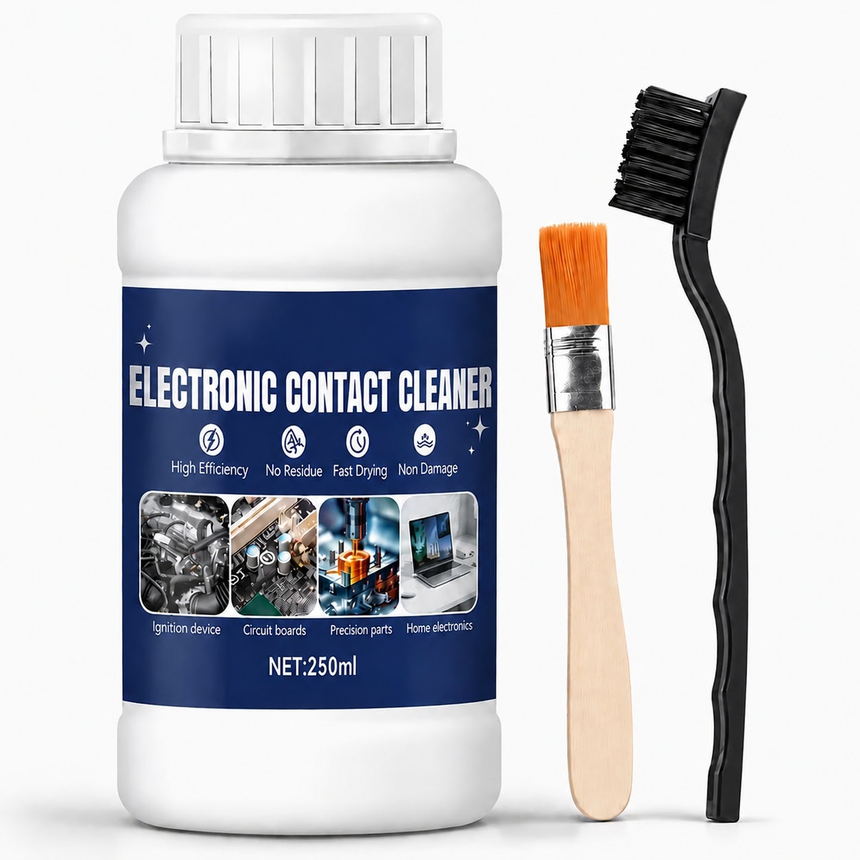 Phyfalip  Electronic Contact Cleaner 250 ML with Two Cleaning Brushes for Circuit Boards Switches and Connectors durable home and garden