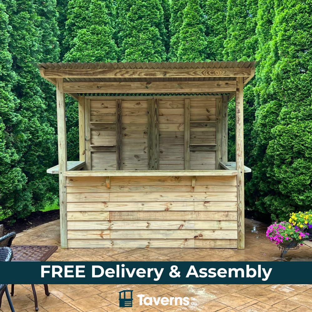Taverns-To-Go TTG-CB Outdoor Bar 5-ft x 8-ft Flat Style Wood Outdoor Storage Shed with 1 Doors (Installation Included)