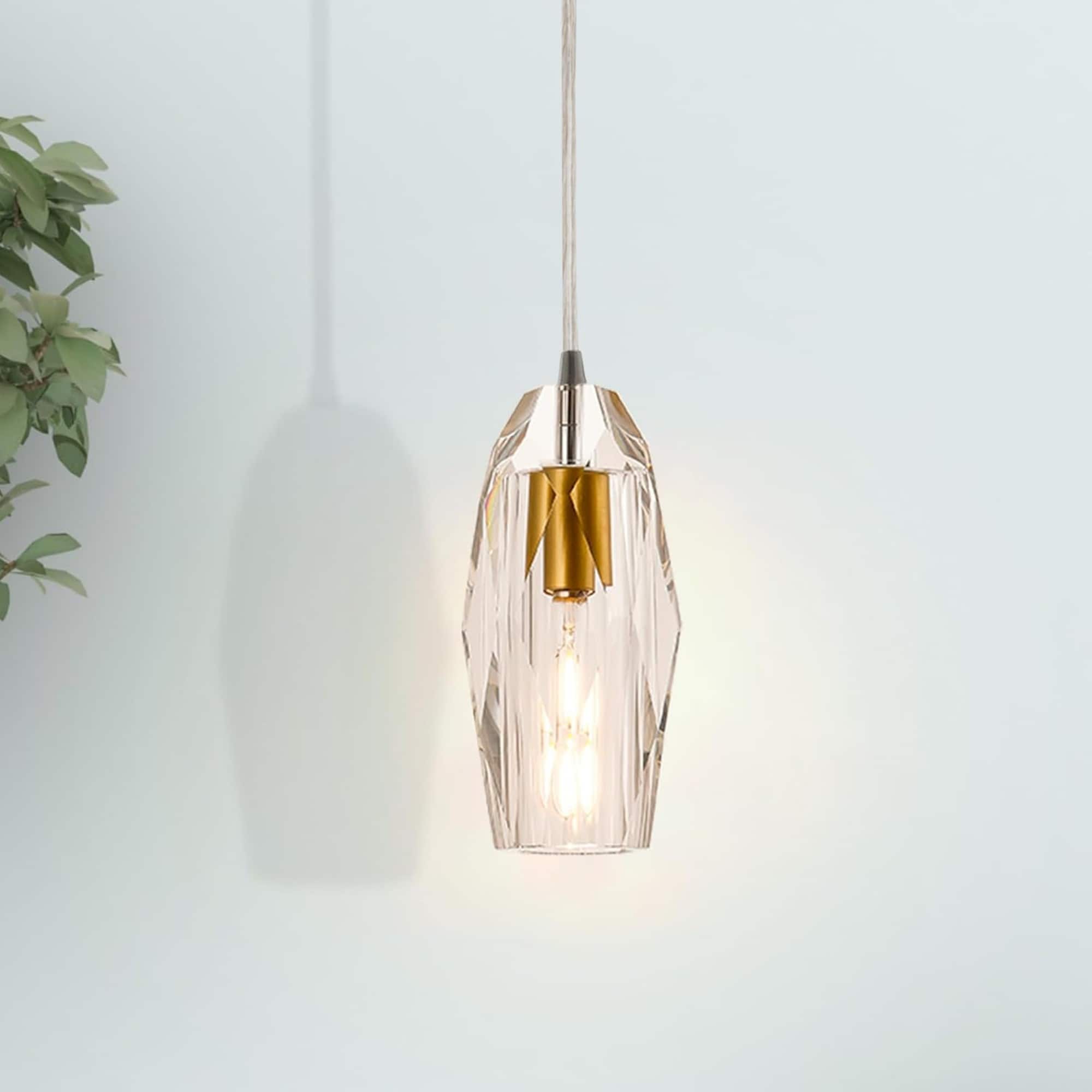 Elite Gourmet Modern Crystal Chandelier E26 Pendant Light Fixture