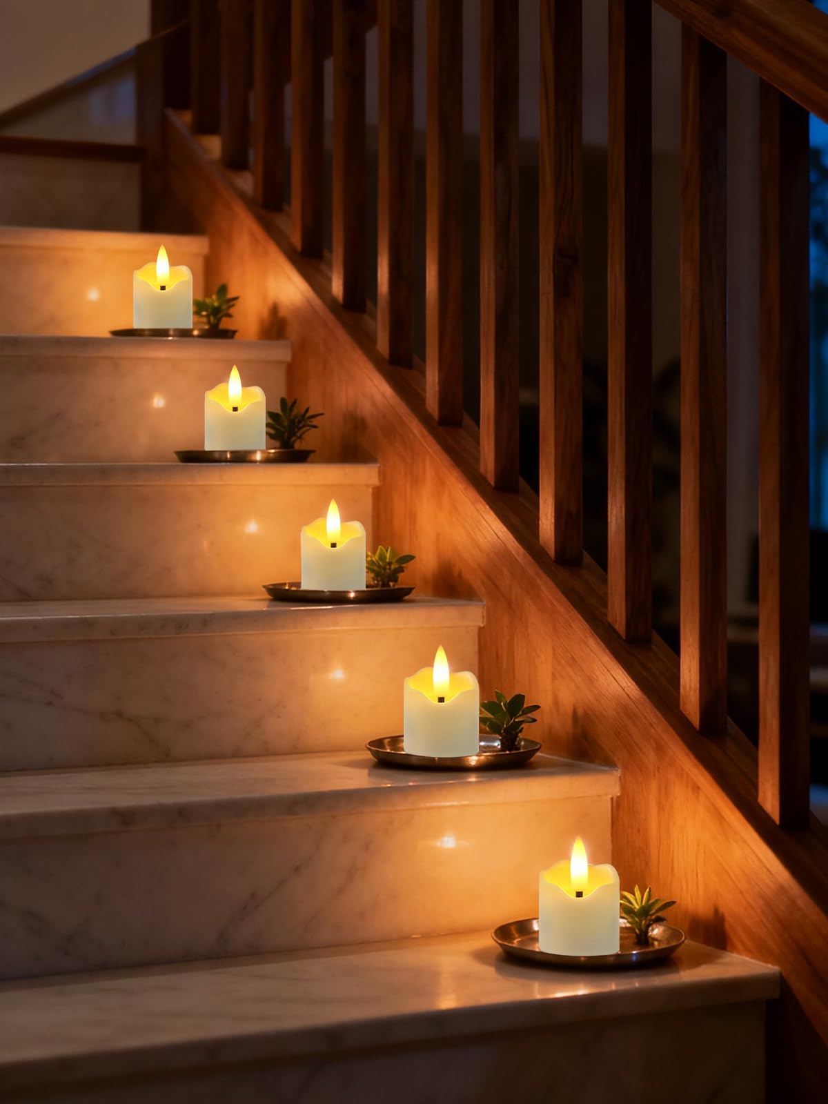 Vrbgify Flameless Tea Light Candles with Remote Timer Ivory