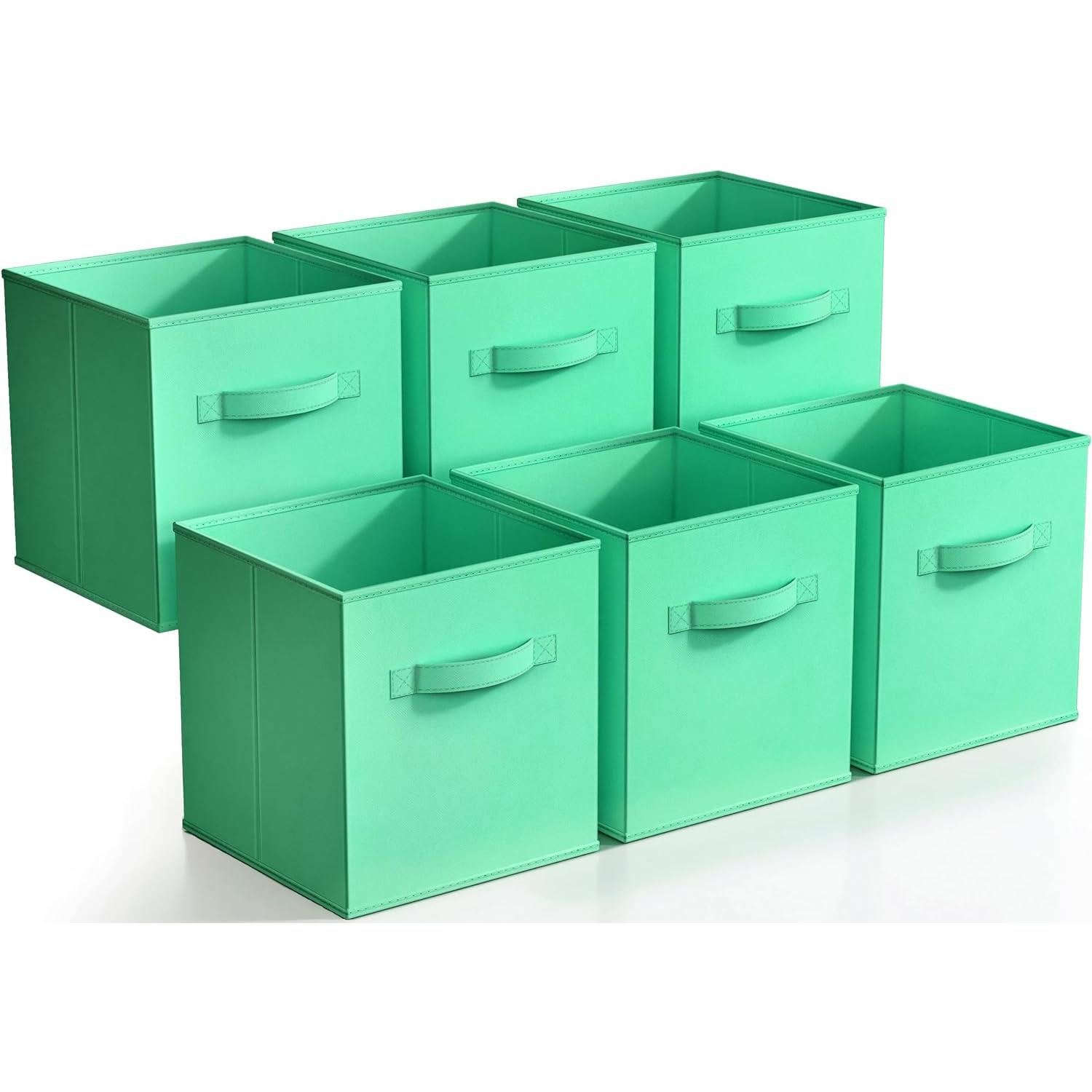 SORBUS STRG-BIN-TL-6PK ( 11-in W x 10.5-in H x 11-in D ) Teal Polyester Collapsible Bin