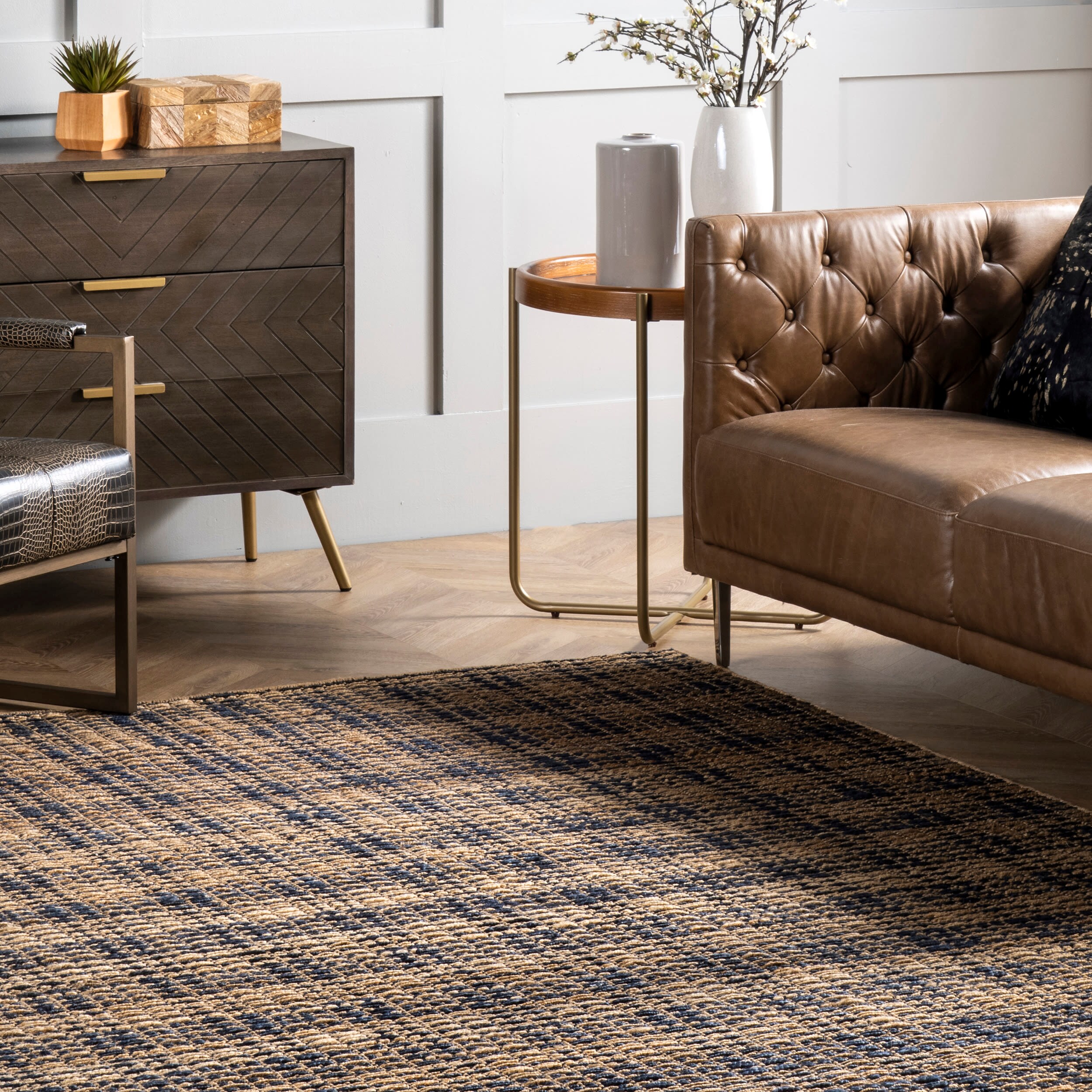 Handmade Geometric Gray Cotton Blend Area Rug 3' x 5'