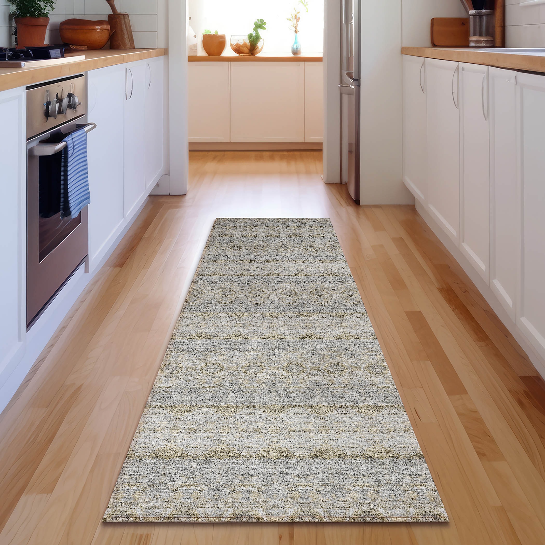 Addison Rugs AMF615SV2X8 Mayfield AMF615SV 2 x 7 (ft) Loomed Polyester Silver Rectangular Indoor Geometric Machine washable Area rug