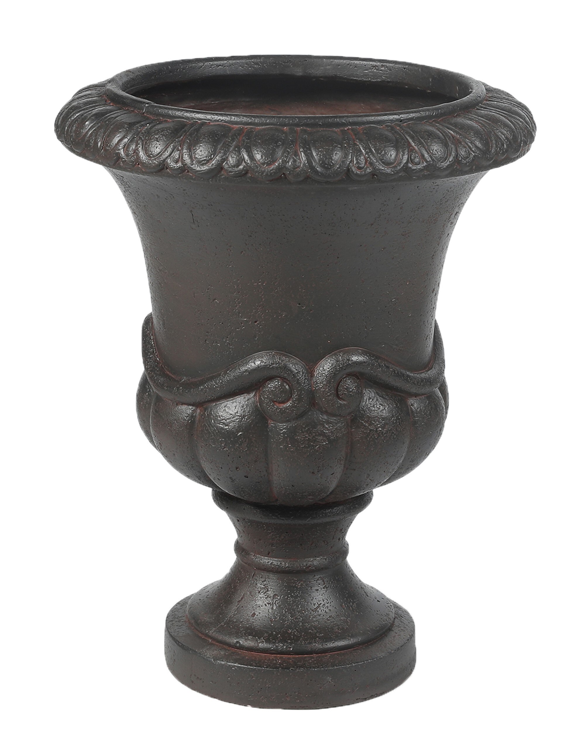 Luxen Home WHPL1226 Medium (8-25-Quart) 14.19-in W x 18.06-in H Dark Chocolate Brown Mixed/Composite Planter with Drainage Holes