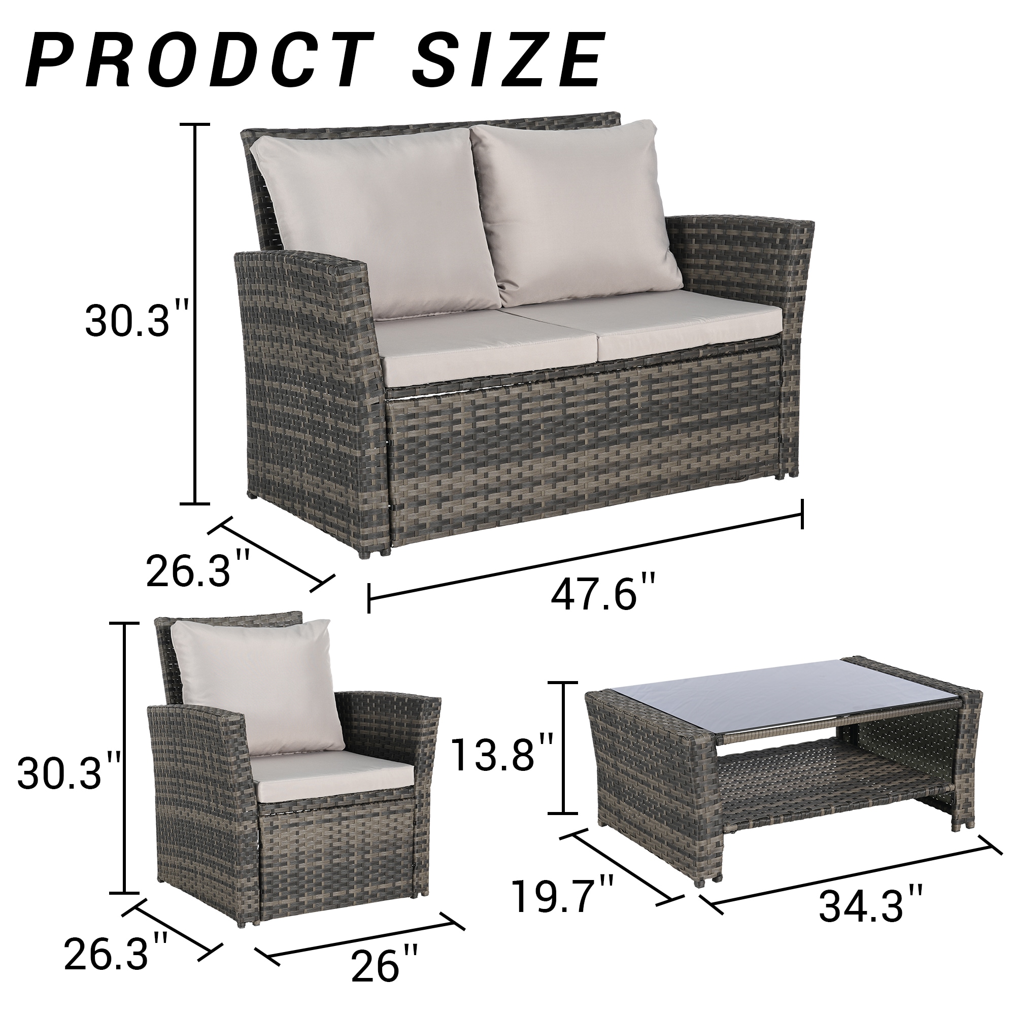 SANSTAR LRS-857GY Patio-Conversation-Sets - View #2