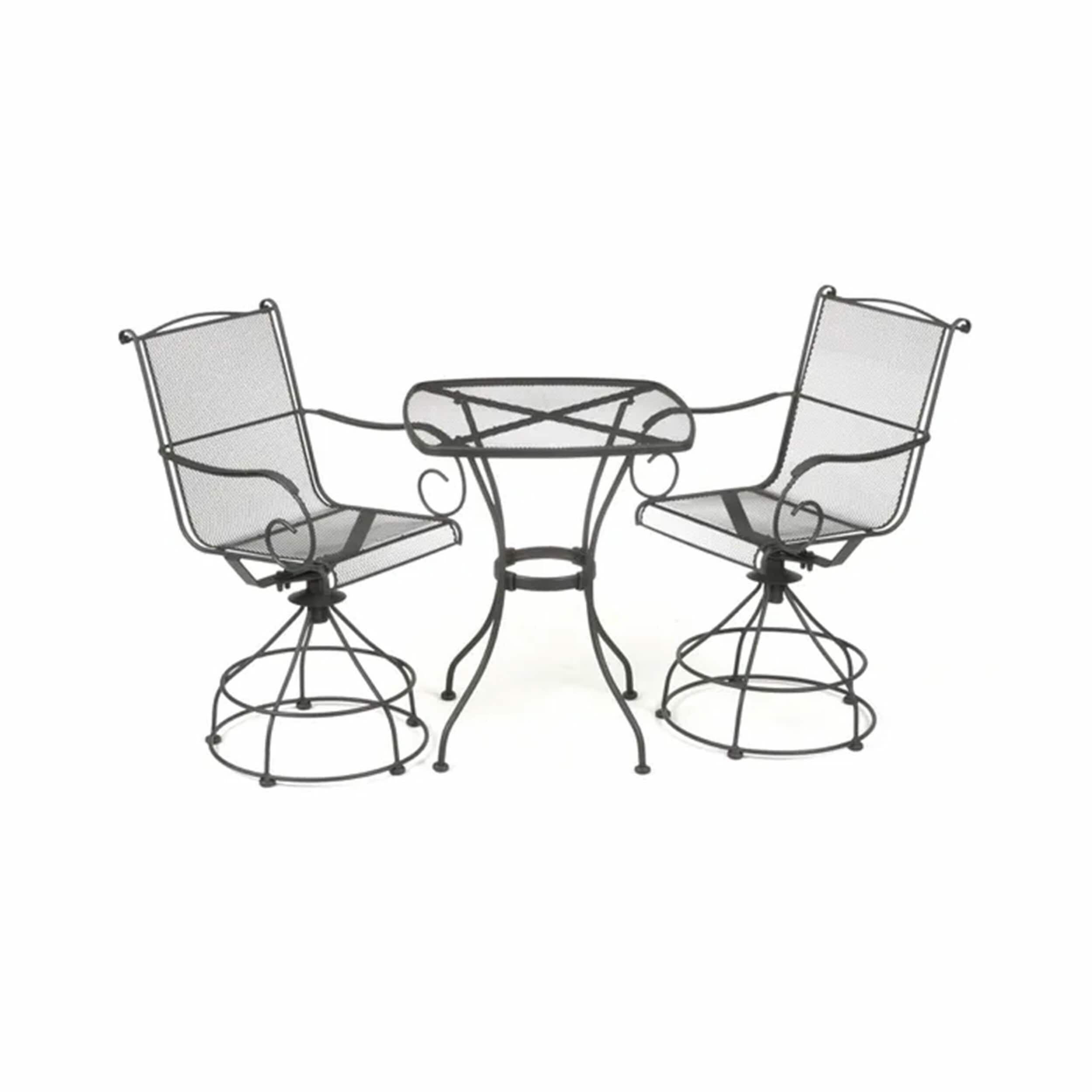 Woodard 397625 3-Piece Patio Conversation Set with Black