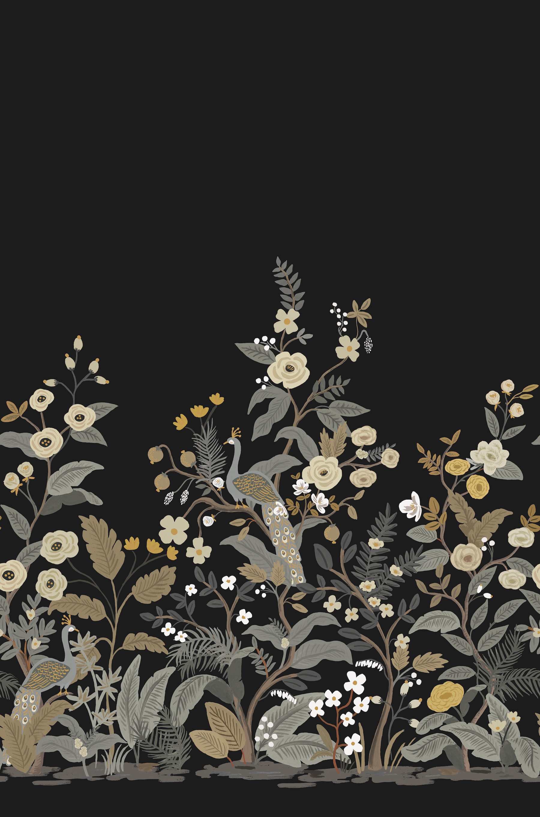 Rifle Paper RP7399M Black Peacock Wall Mural