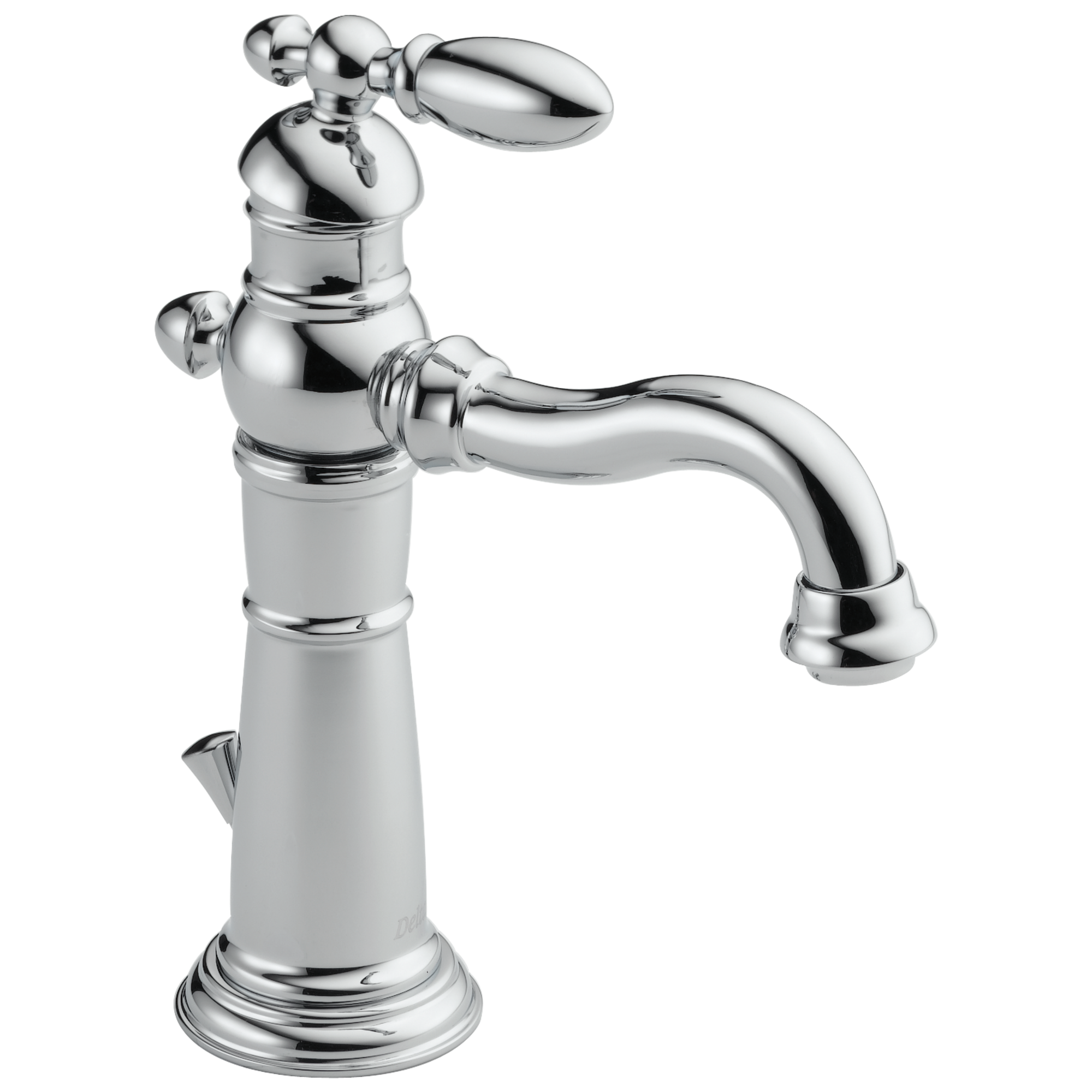Delta 555LF Victorian Chrome Single Hole 1-Handle WaterSense Bathroom Sink Faucet with Drain