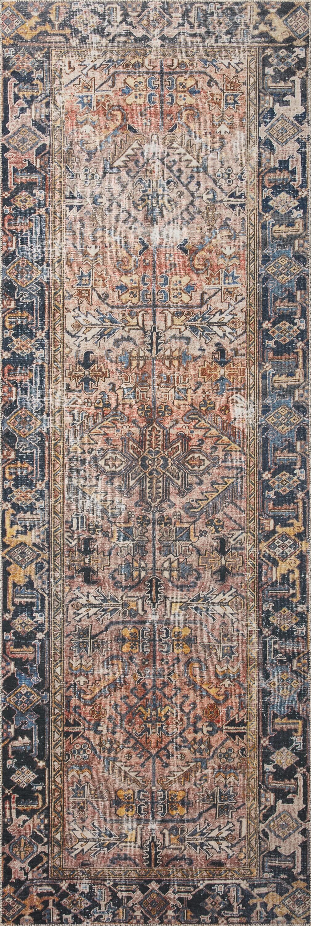 Ivory and Multicolor Synthetic Rectangular Runner Rug