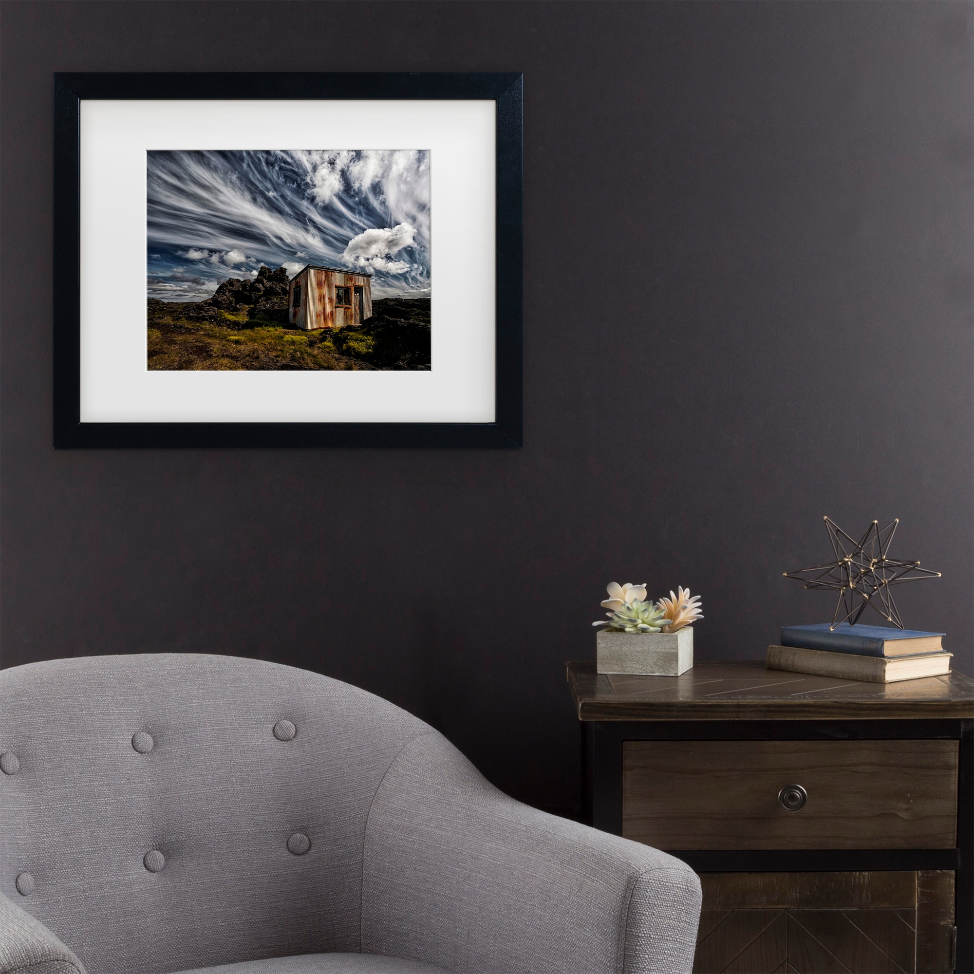 Modern Black Framed Landscape Canvas Print for Kids' Nursery