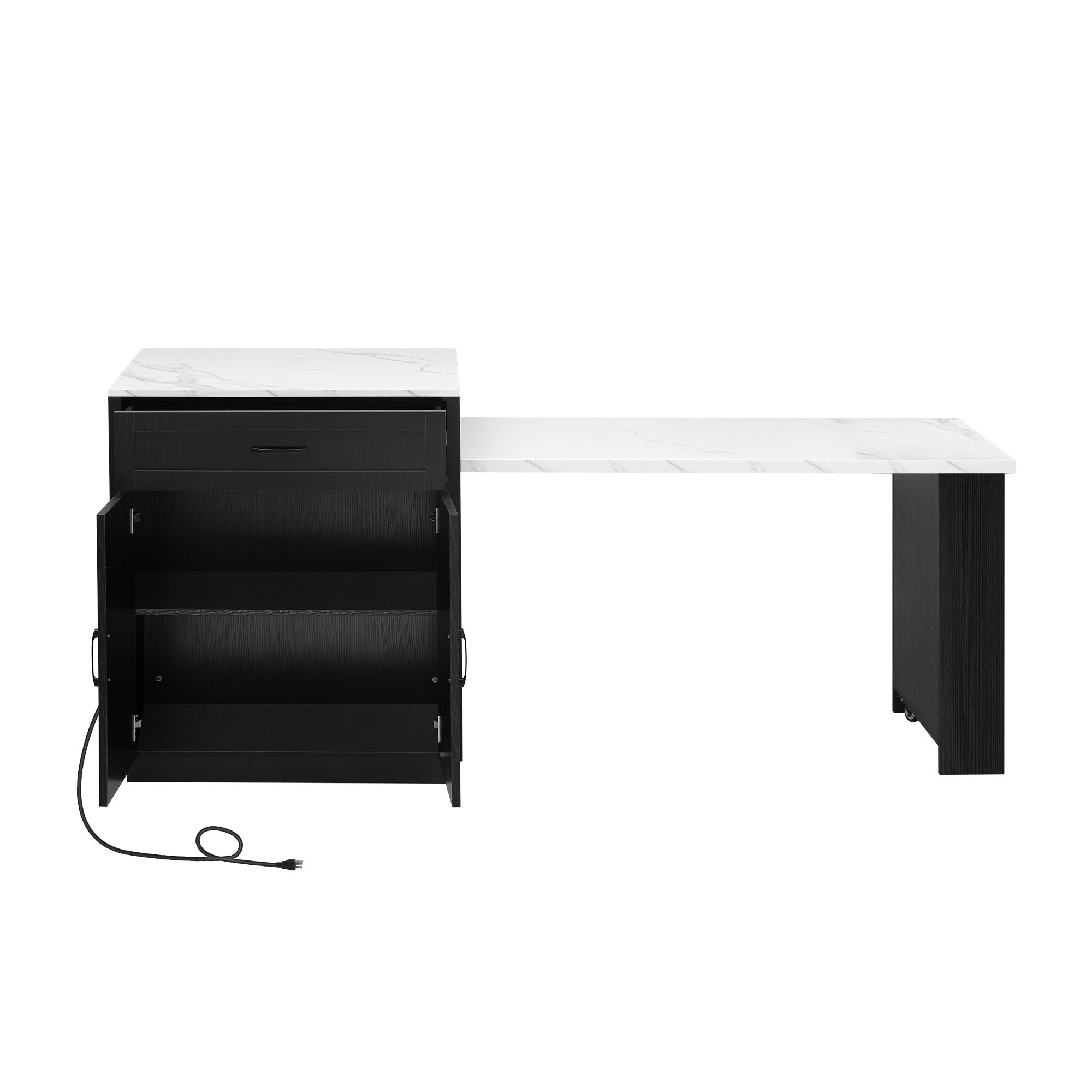 Bybafun YB2600145 Black MDF Base with MDF Rolling Kitchen Island ( 27.6-Inches x 82.7-Inches x 36.2-Inches )