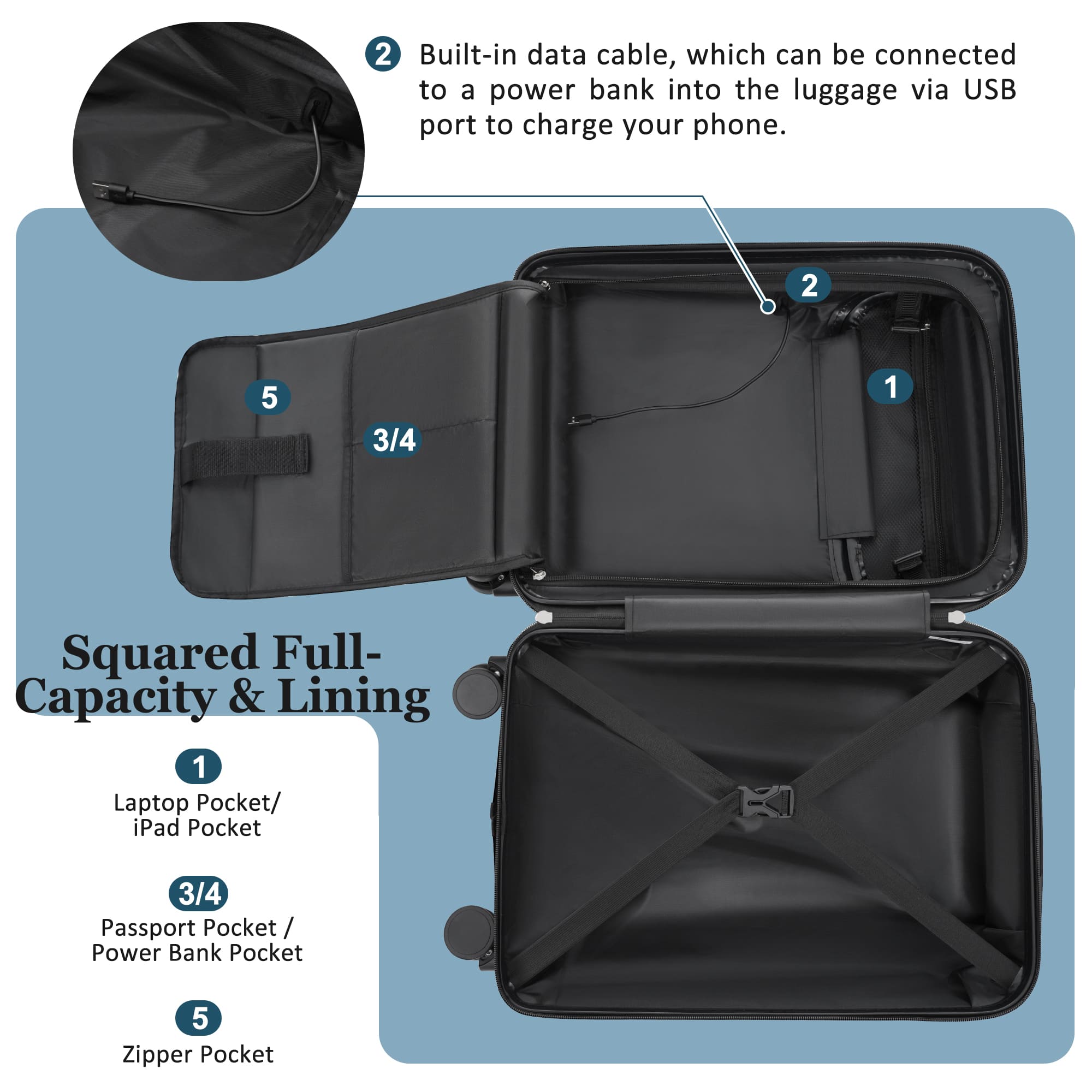 Vynxaria LESX4042DJXLXZ009 Luggage-And-Luggage-Sets - View #3