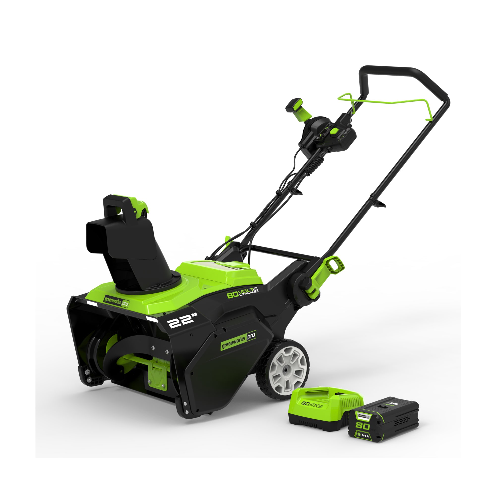 80-volt 22-in Single-stage Push Cordless Electric Snow Blower 4 Ah (Battery and Charger Included) | - Greenworks Pro SN80L403