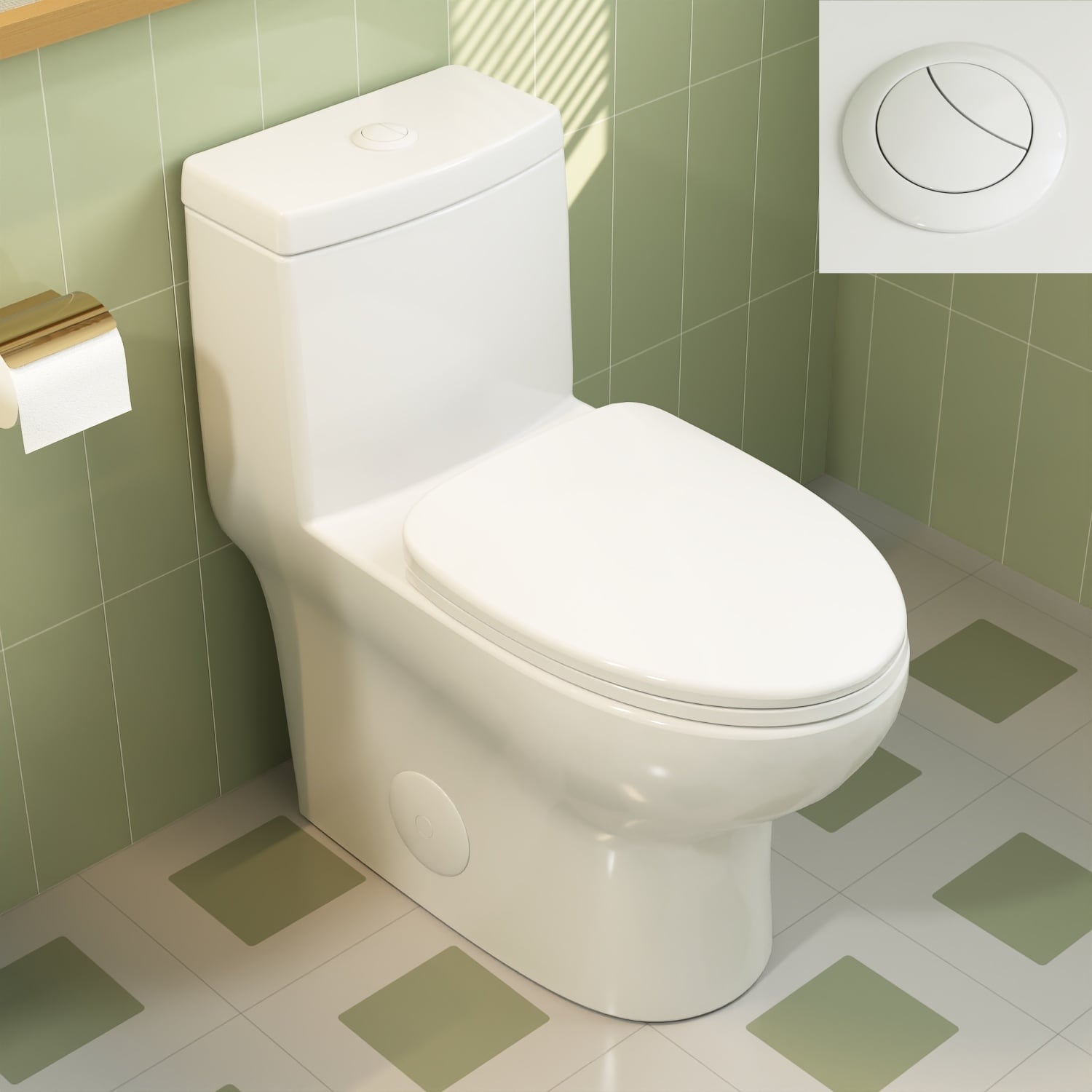 White Ceramic Elongated Dual Flush High Efficiency Toilet