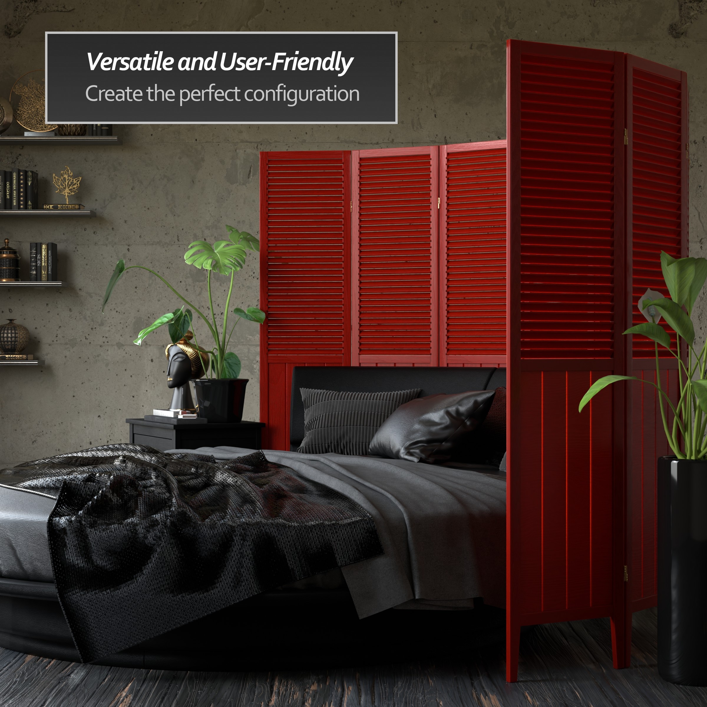 Oriental Furniture SS-BEAD-ROSEWOOD-4P Indoor-Privacy-Screens - View #4