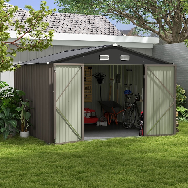 Patiowell 10-ft x 10-ft Galvanized Steel Storage Shed in the Metal ...