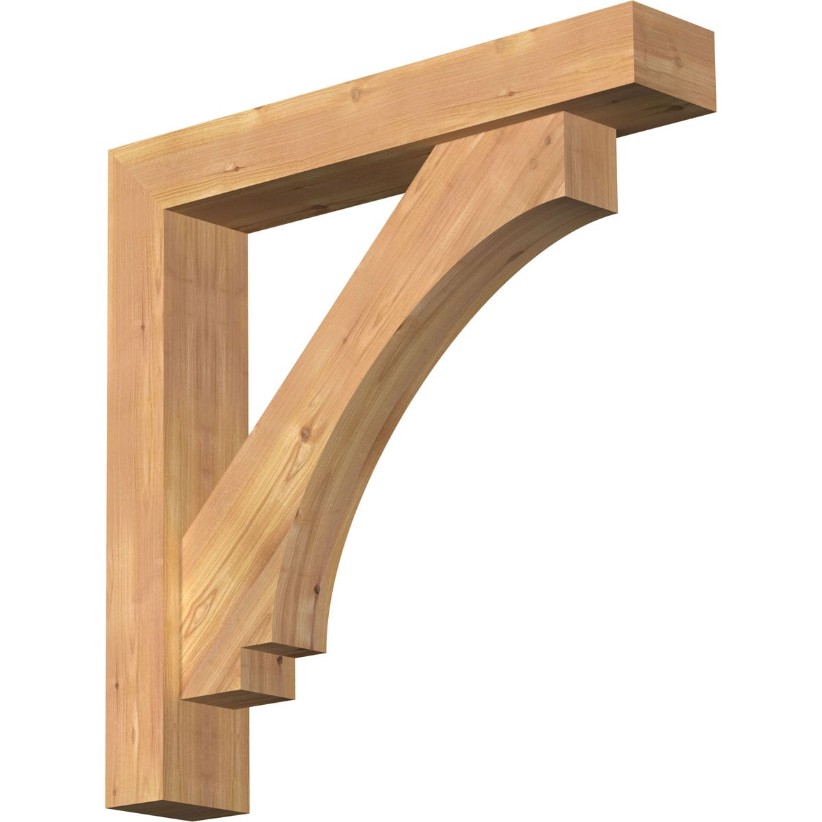 Ekena Millwork 1462755 Imperial Block Smooth Bracket with Offset Brace Western Red Cedar Wood Standard Bracket